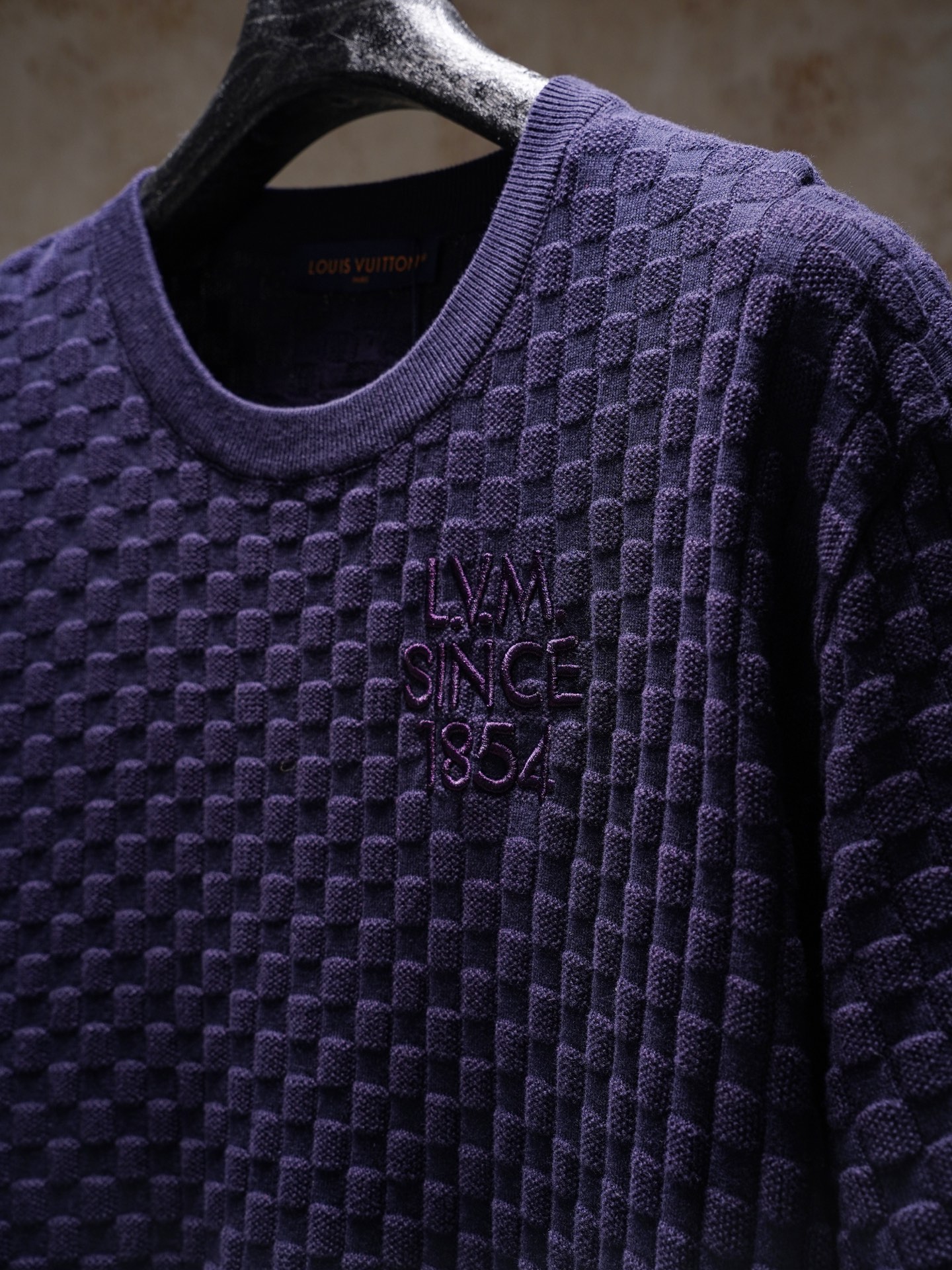 Louis Vuitton 1v路易威登 暗纹棋盘格刺绣针织短袖