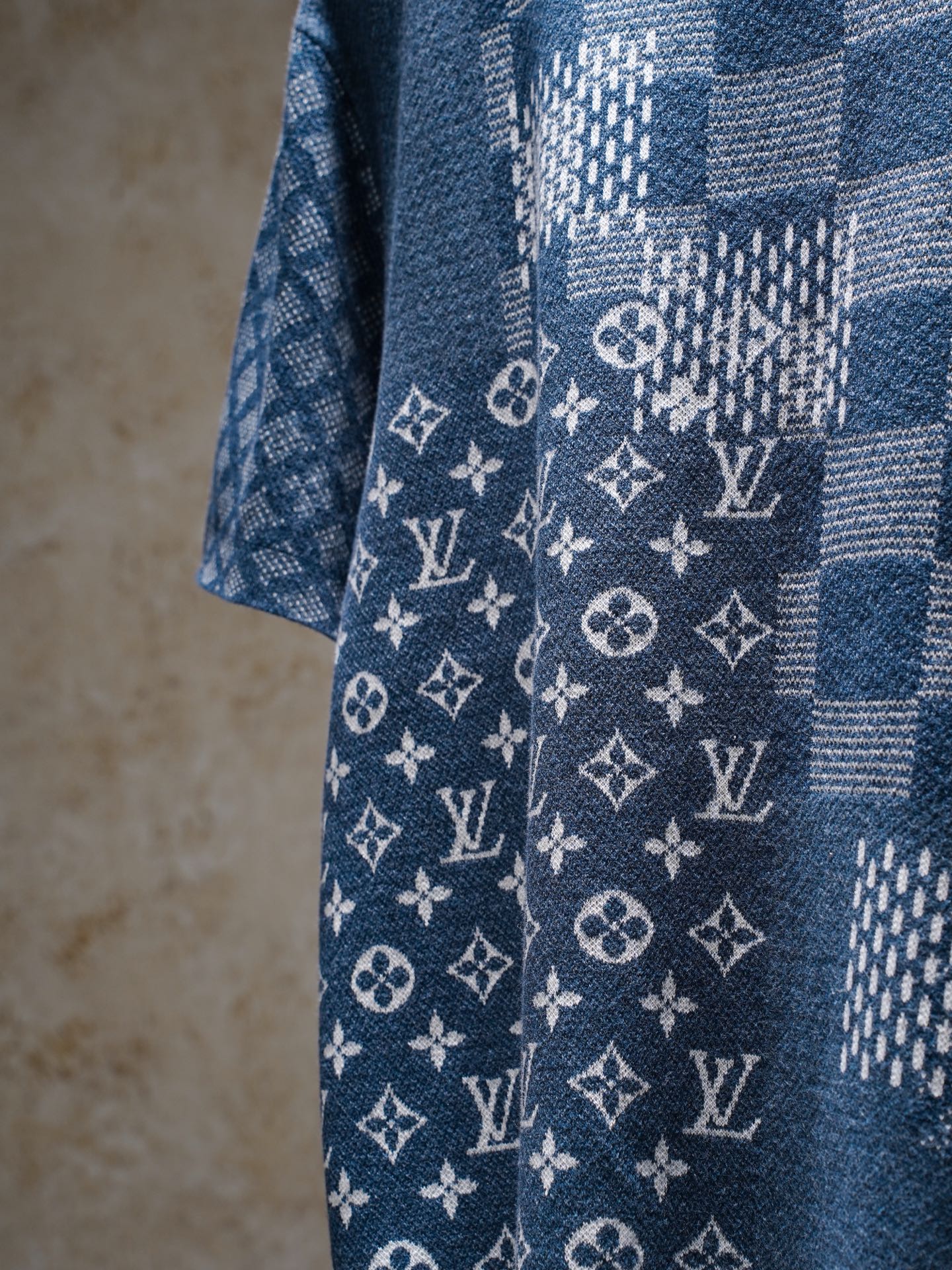 Louis Vuitton LOUIS VUITTON x Nigo 联名款 FW25 棋盘格拼接针织圆领短袖T恤 男款