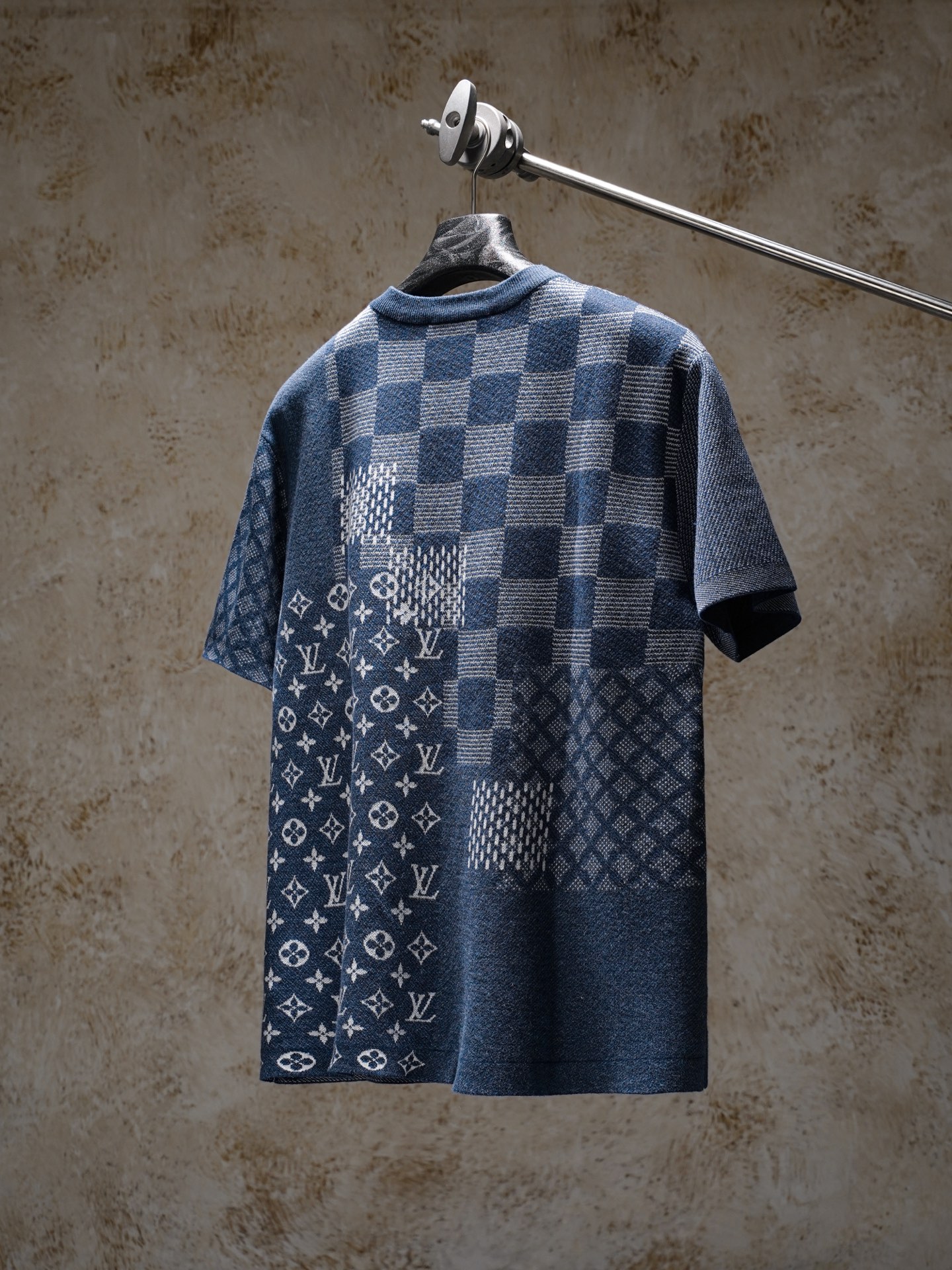Louis Vuitton LOUIS VUITTON x Nigo 联名款 FW25 棋盘格拼接针织圆领短袖T恤 男款