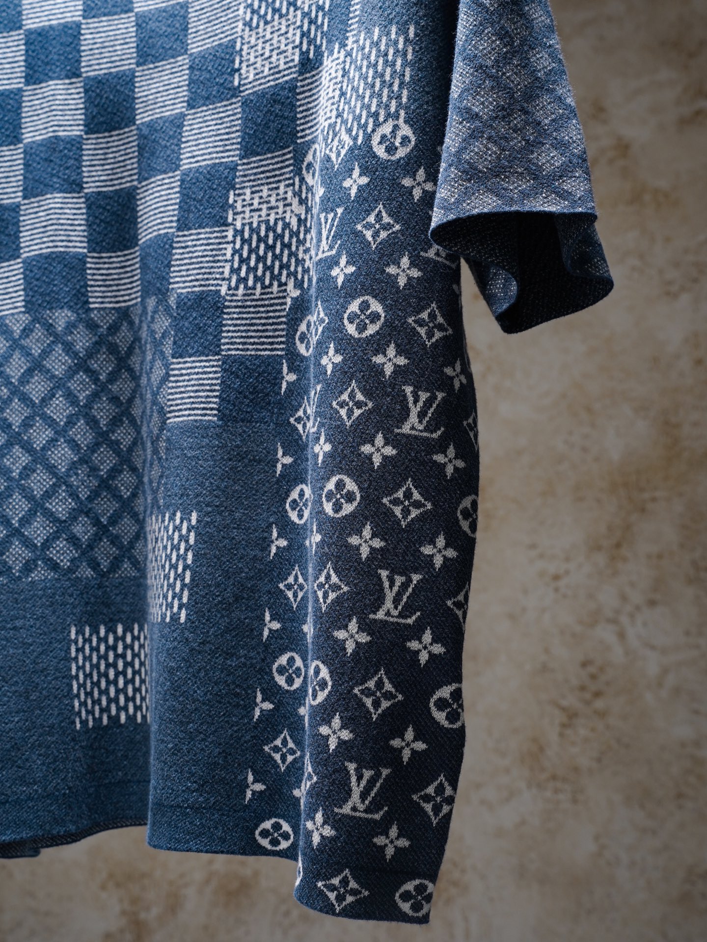 Louis Vuitton LOUIS VUITTON x Nigo 联名款 FW25 棋盘格拼接针织圆领短袖T恤 男款