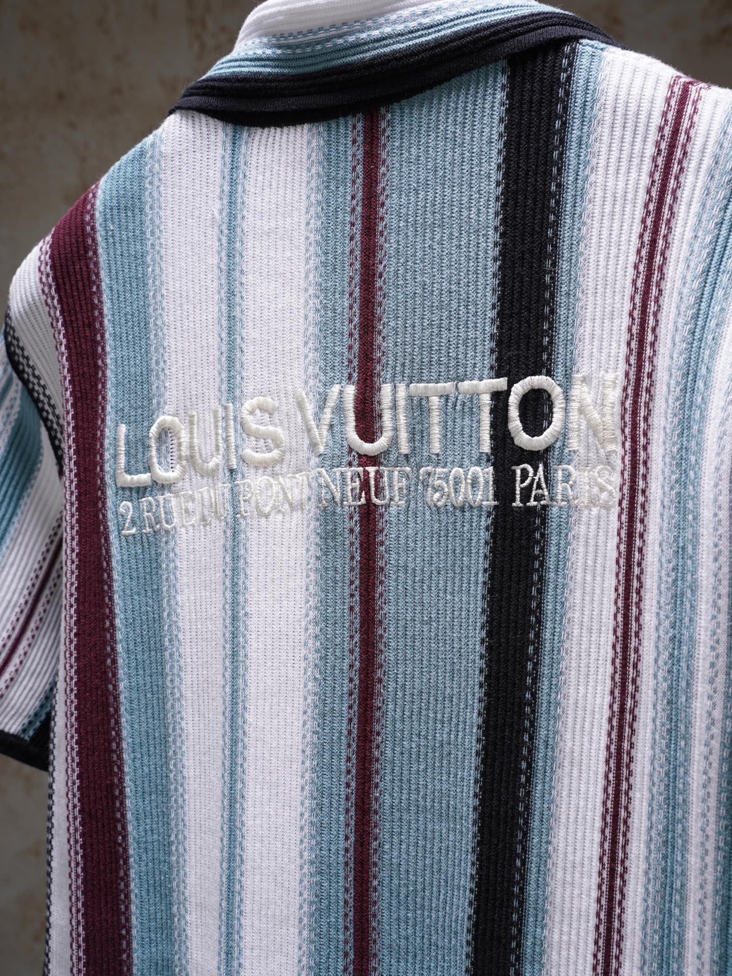 Louis Vuitton LOUIS VUITTON 条纹钩针短袖衬衫