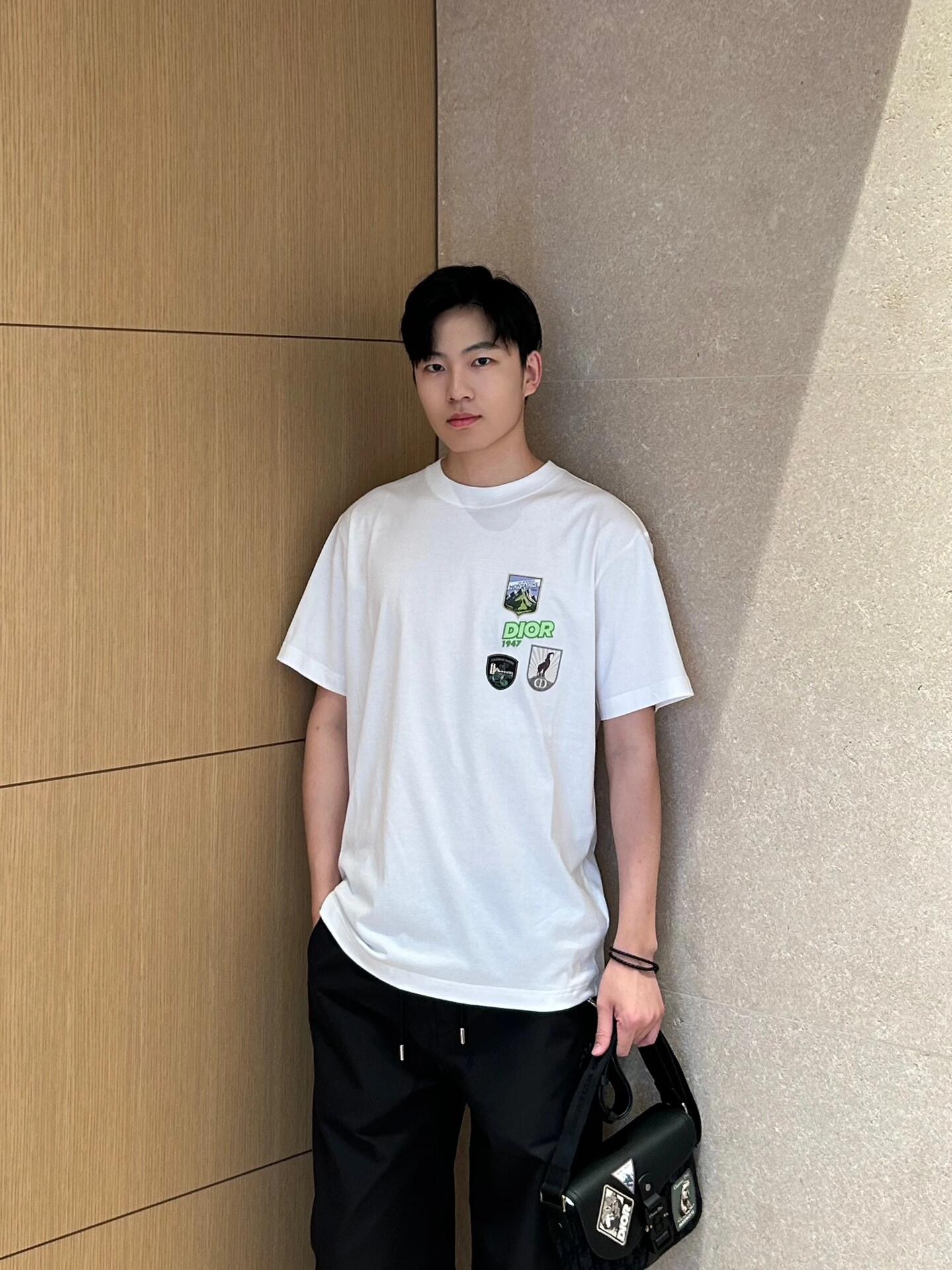 DIOR Dior estampado logo bordado camiseta de manga corta imagen de la parte superior del cuerpo