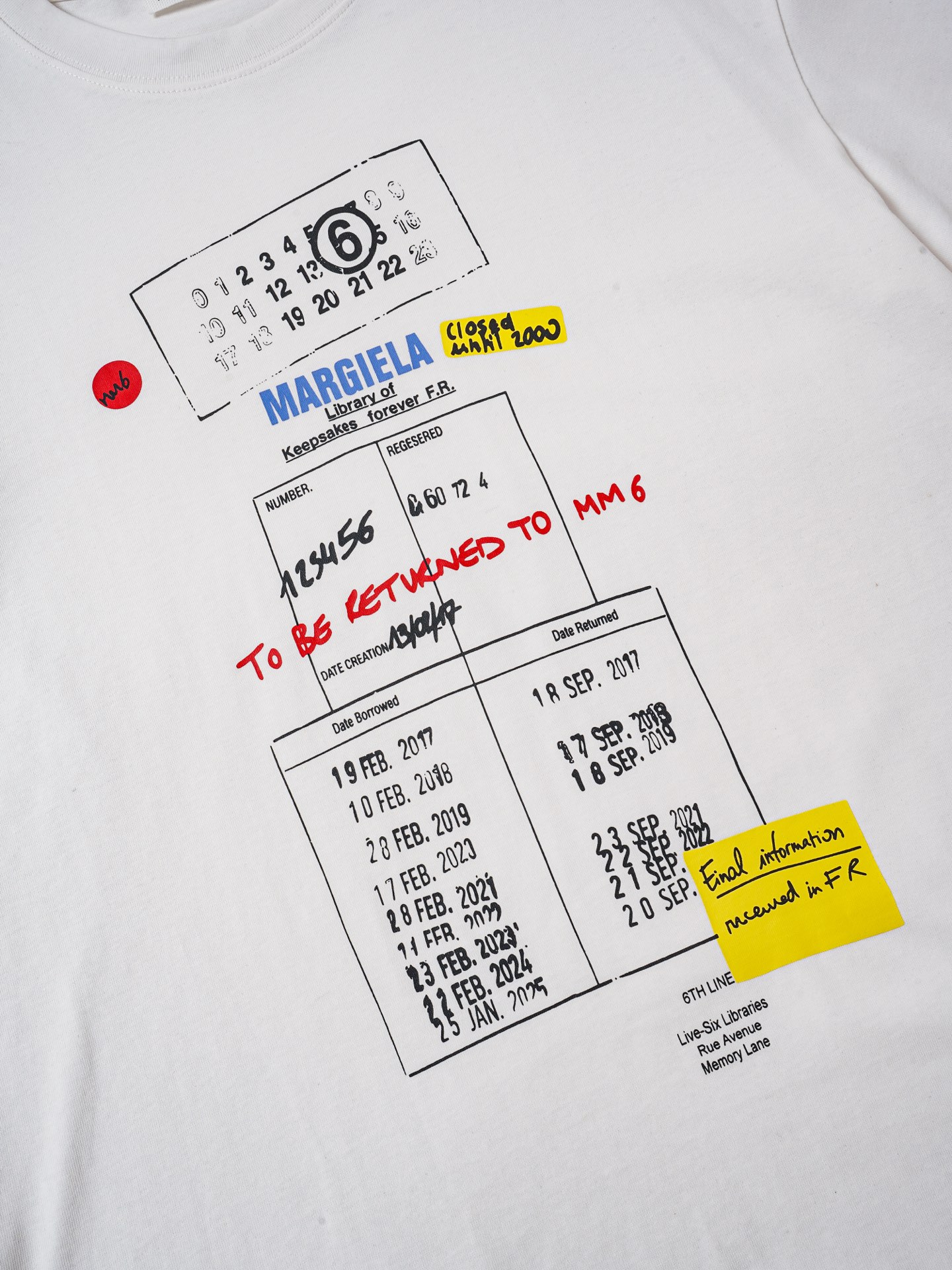 Maison Margiela Maison Margiela马吉拉26ss借阅单印花短袖T恤