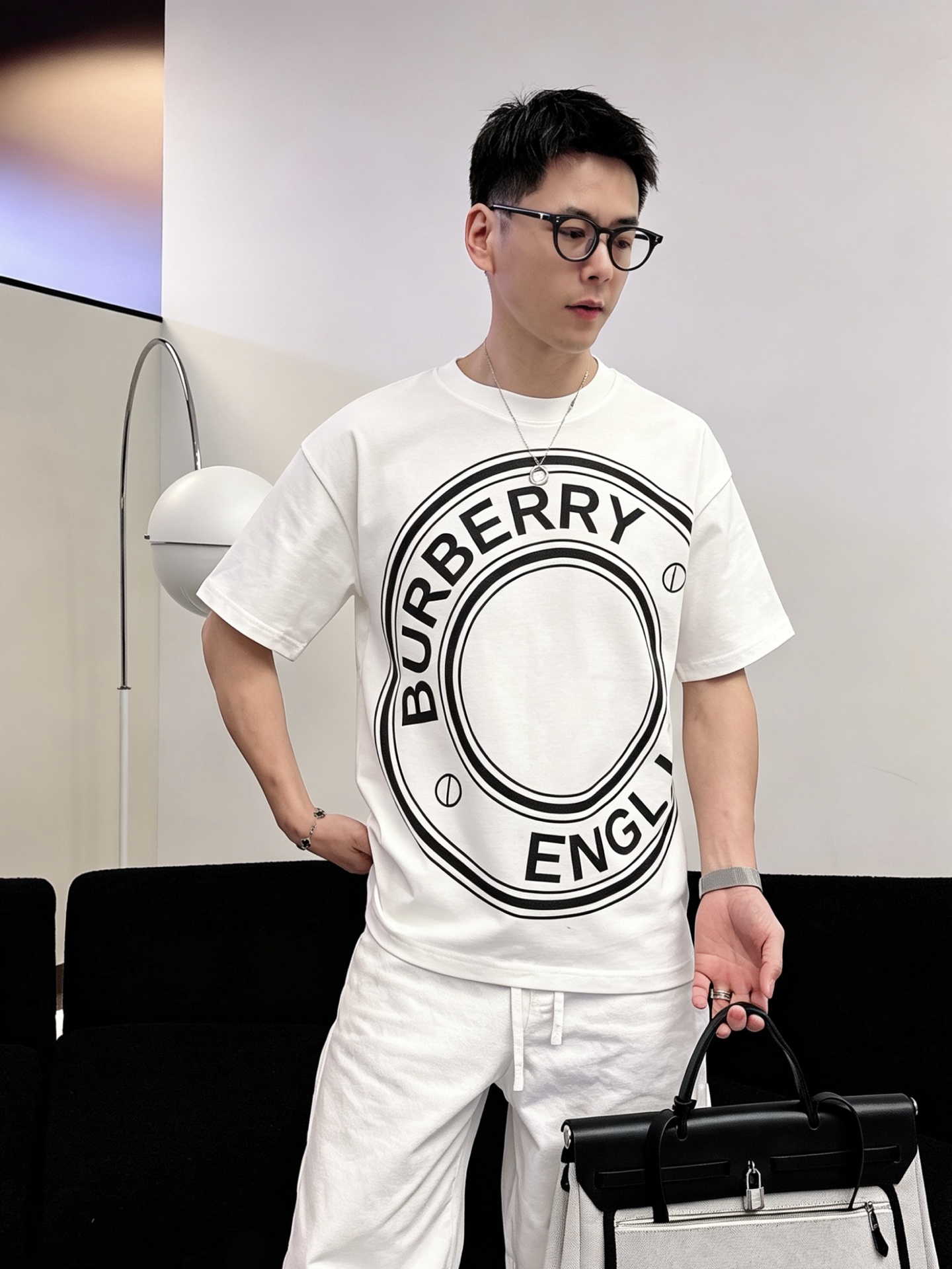 Camiseta de manga corta con efecto en la parte superior del cuerpo Burberry/Burberry clásico con logo estampado
