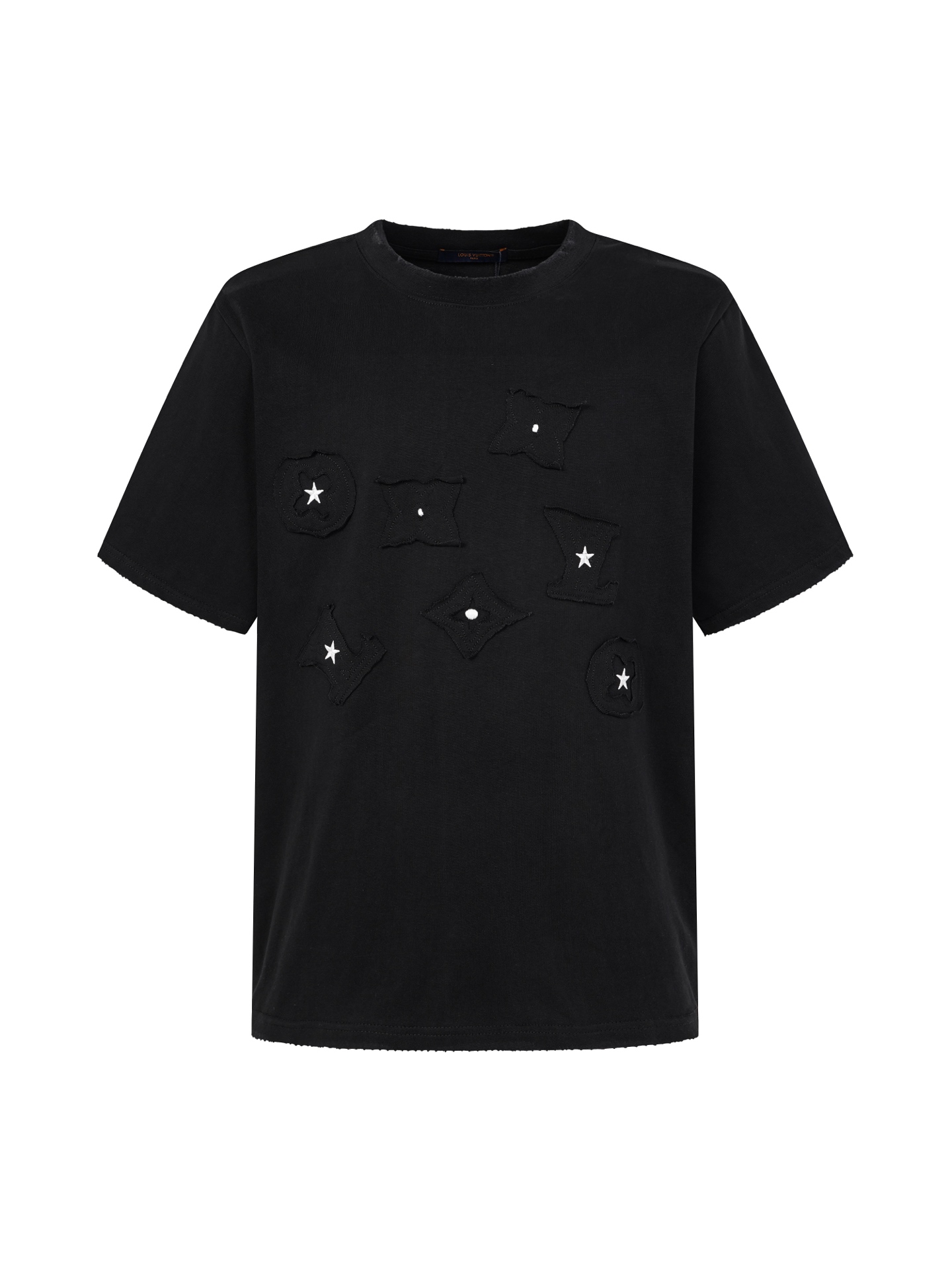 P105 pesado 340 gramos Louis Vuitton/Louis Vuitton camiseta de manga corta con parche bordado, tela personalizada, deta…
