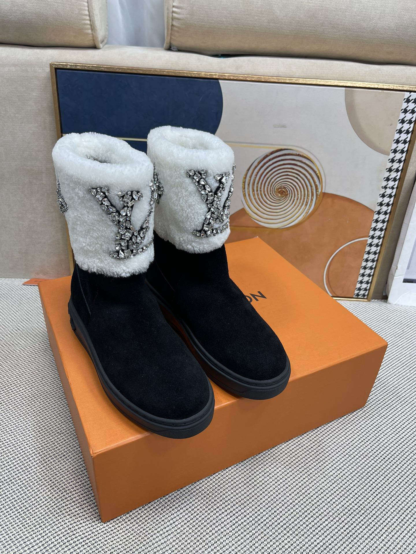 Louis Vuitton Short Boots Set With Diamonds Chamois TPU Wool Fall/Winter Collection