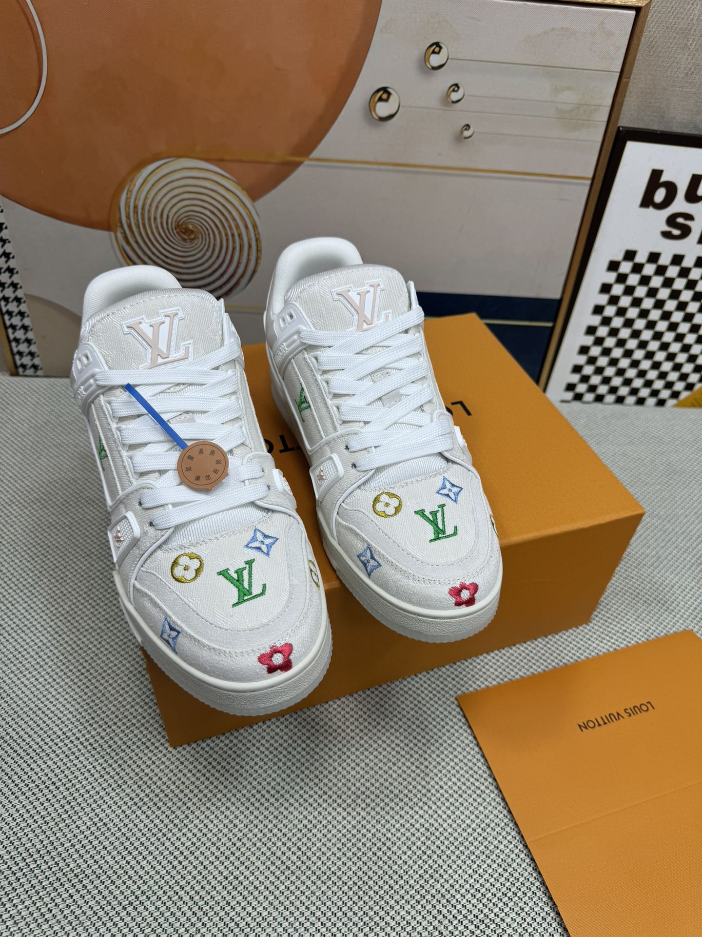 1:1 Replica Wholesale
 Louis Vuitton 7 Star
 Skateboard Shoes Splicing Unisex Women Men Calfskin Cowhide TPU