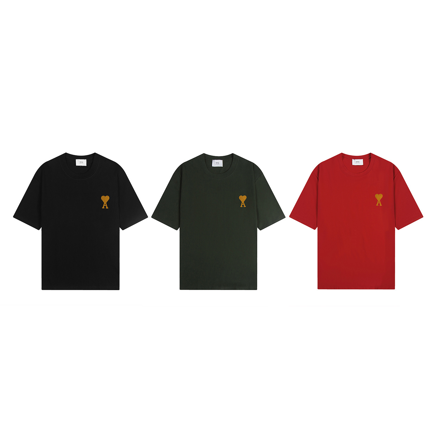 Camisetas de manga corta P53 Ami de toda la colección de primavera/verano, con bordado, colores: negro, rojo intenso, v…