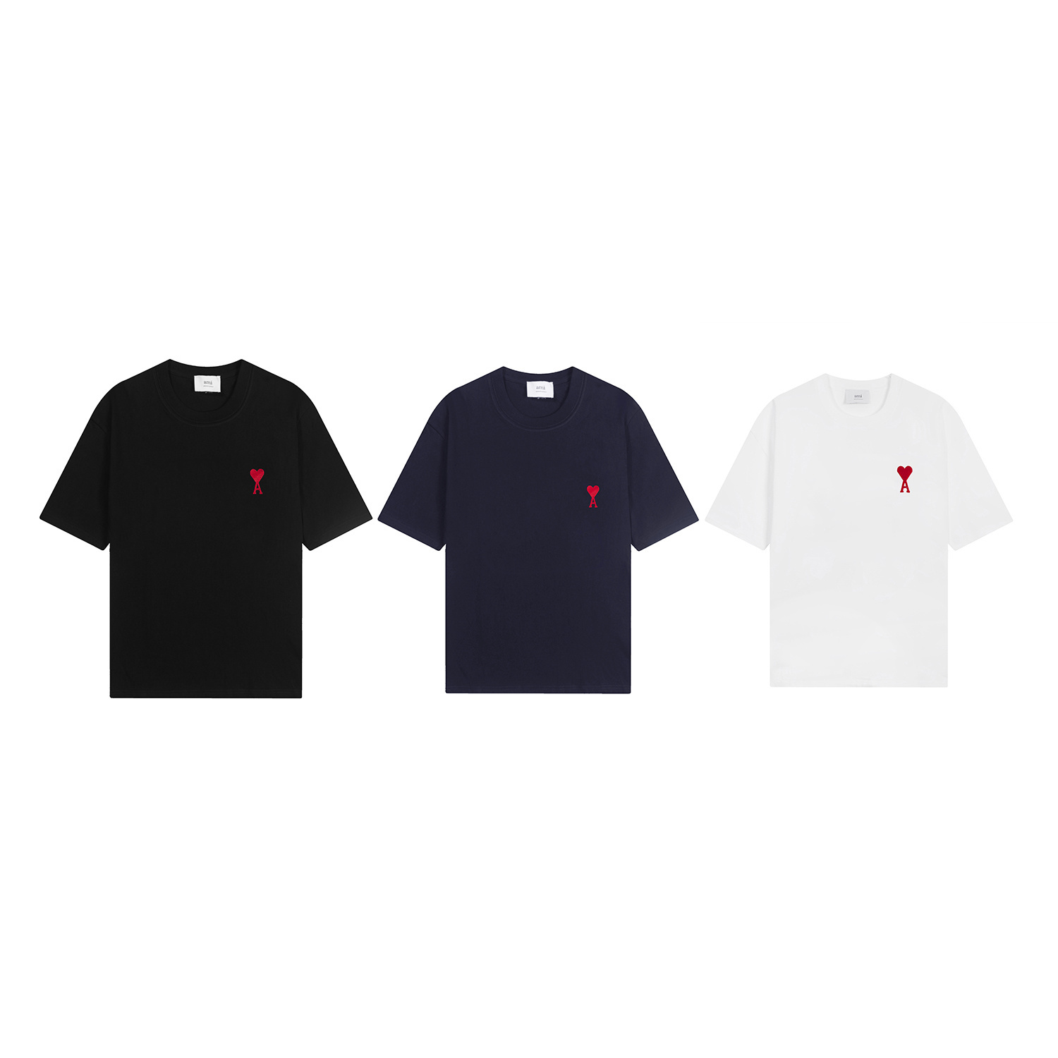 P53 Ami colección completa de manga corta de primavera/verano, corazón clásico rojo con bordado, colores: blanco, negro…
