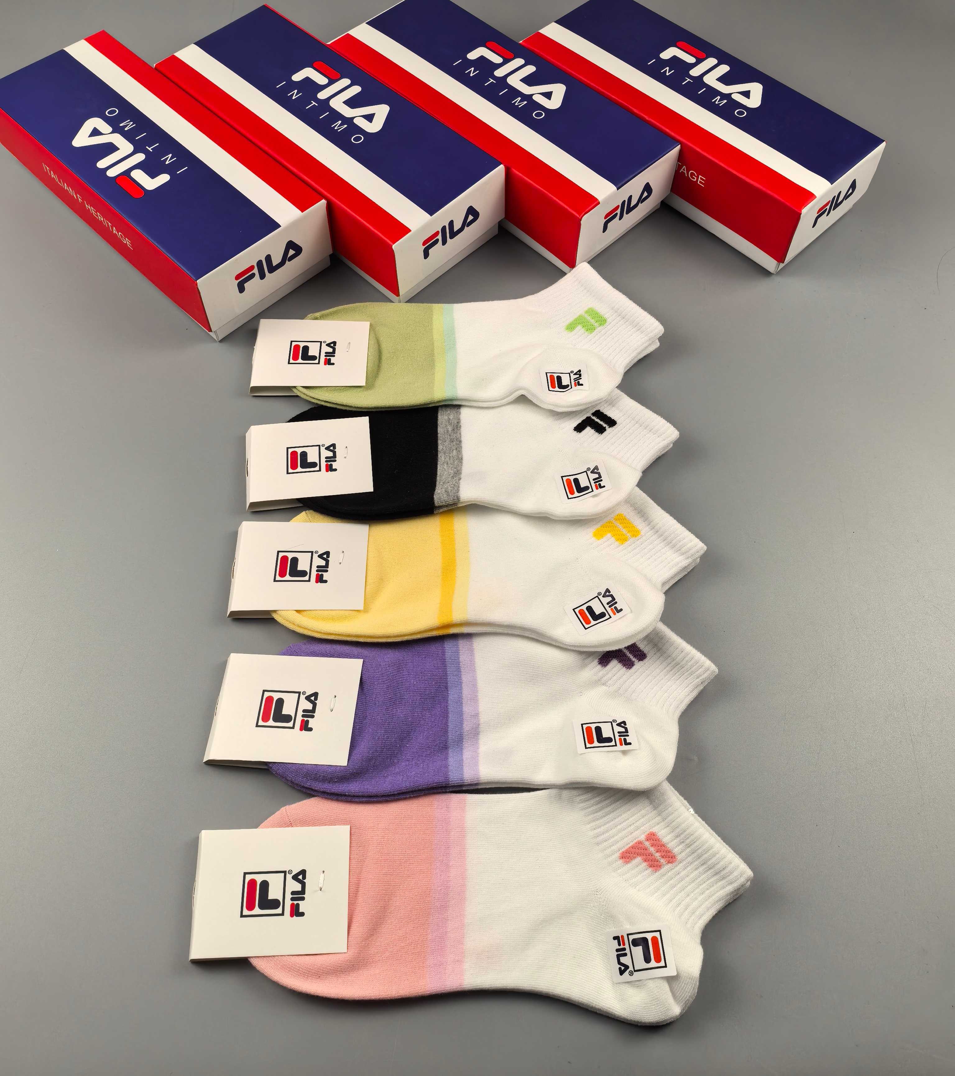 🔥🔥🔥FILA（菲乐）夏季新品、纯棉短袜、穿着舒适透气[色]一盒5双入[礼物]