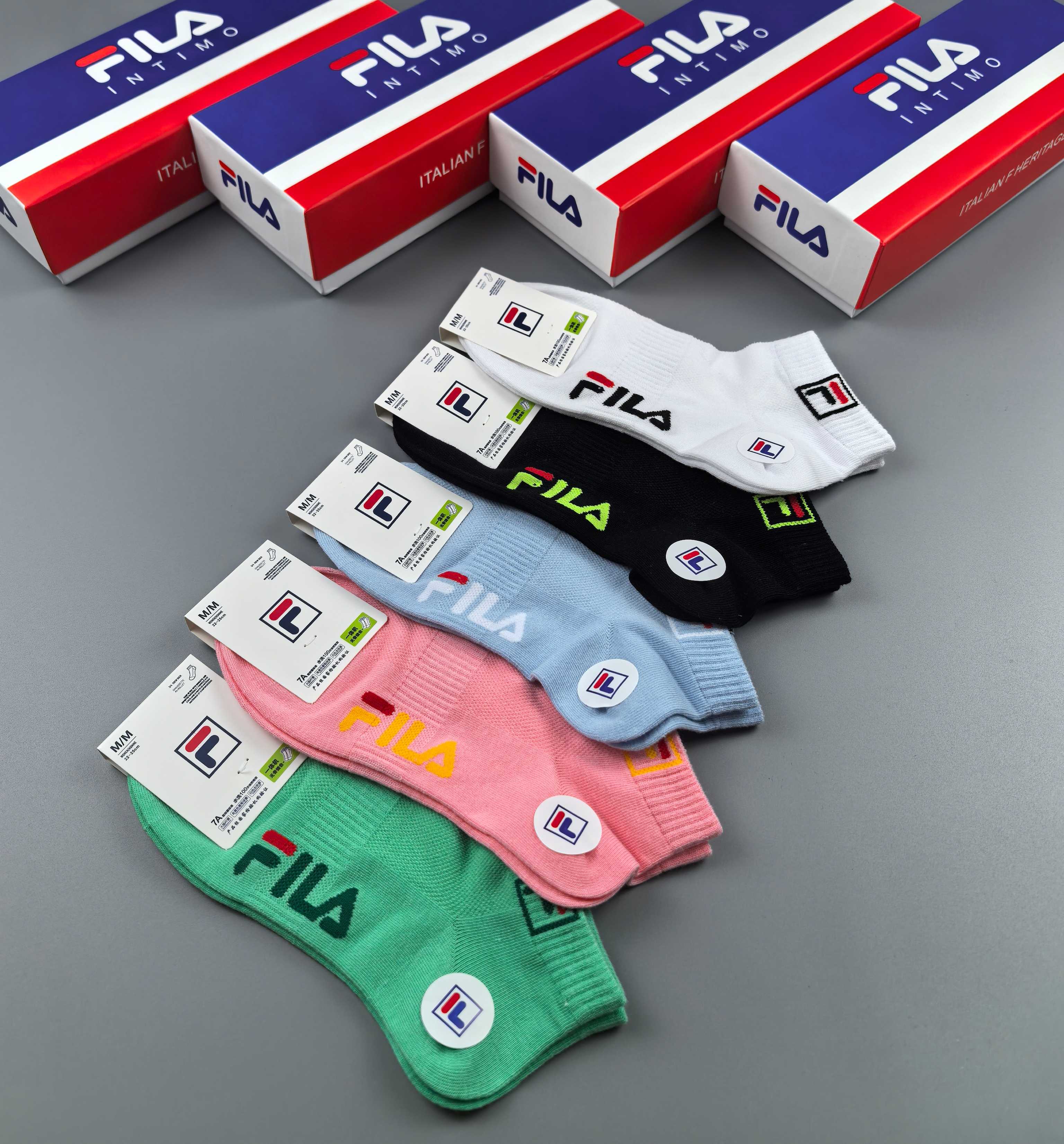 🔥🔥🔥FILA（菲乐）夏季新品、纯棉短袜、穿着舒适透气[色]一盒5双入[礼物]