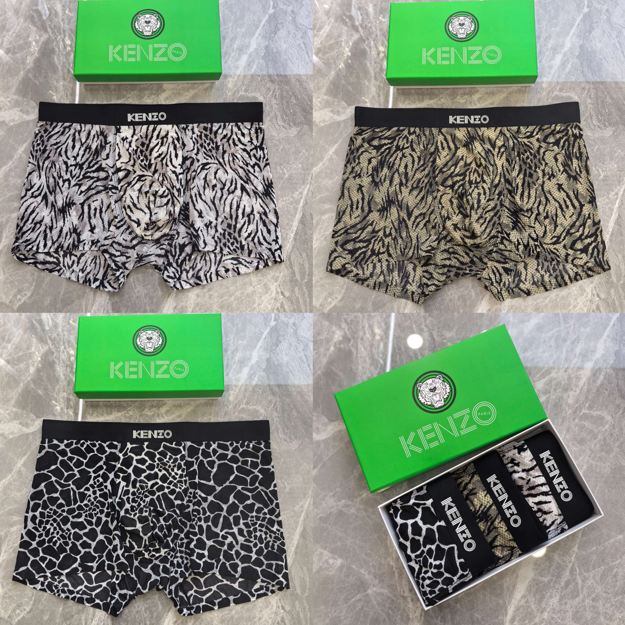  KENZO  精品盒装男士内裤！外贸国外订单，高品质，锦纶冰丝无痕切割工艺 科学配 82.5%锦纶+1
