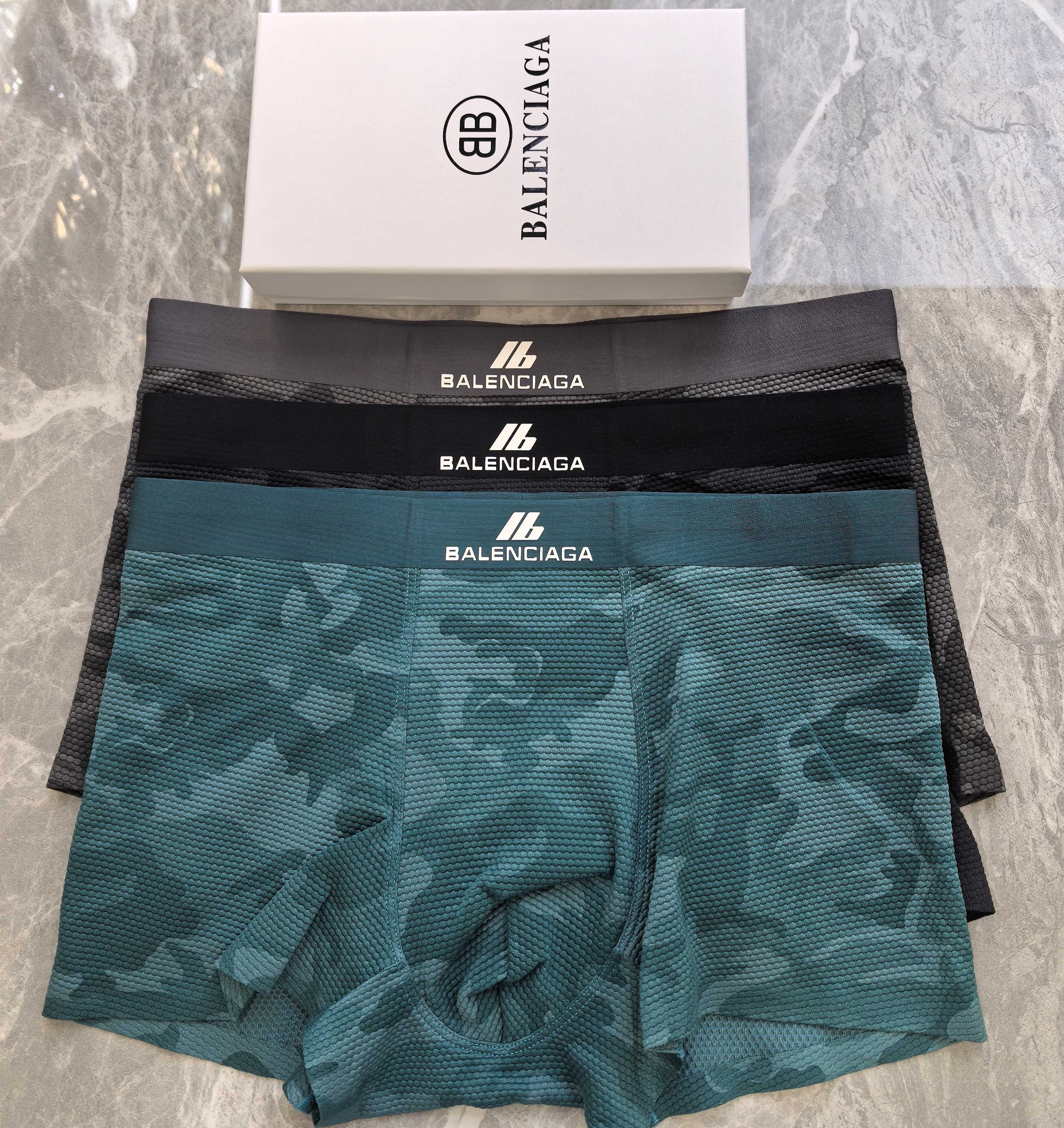  BALENCIAGA（巴黎世家）原单品质！精品盒装男士内裤！外贸国外订单，高品质，锦纶冰丝无痕切割工艺