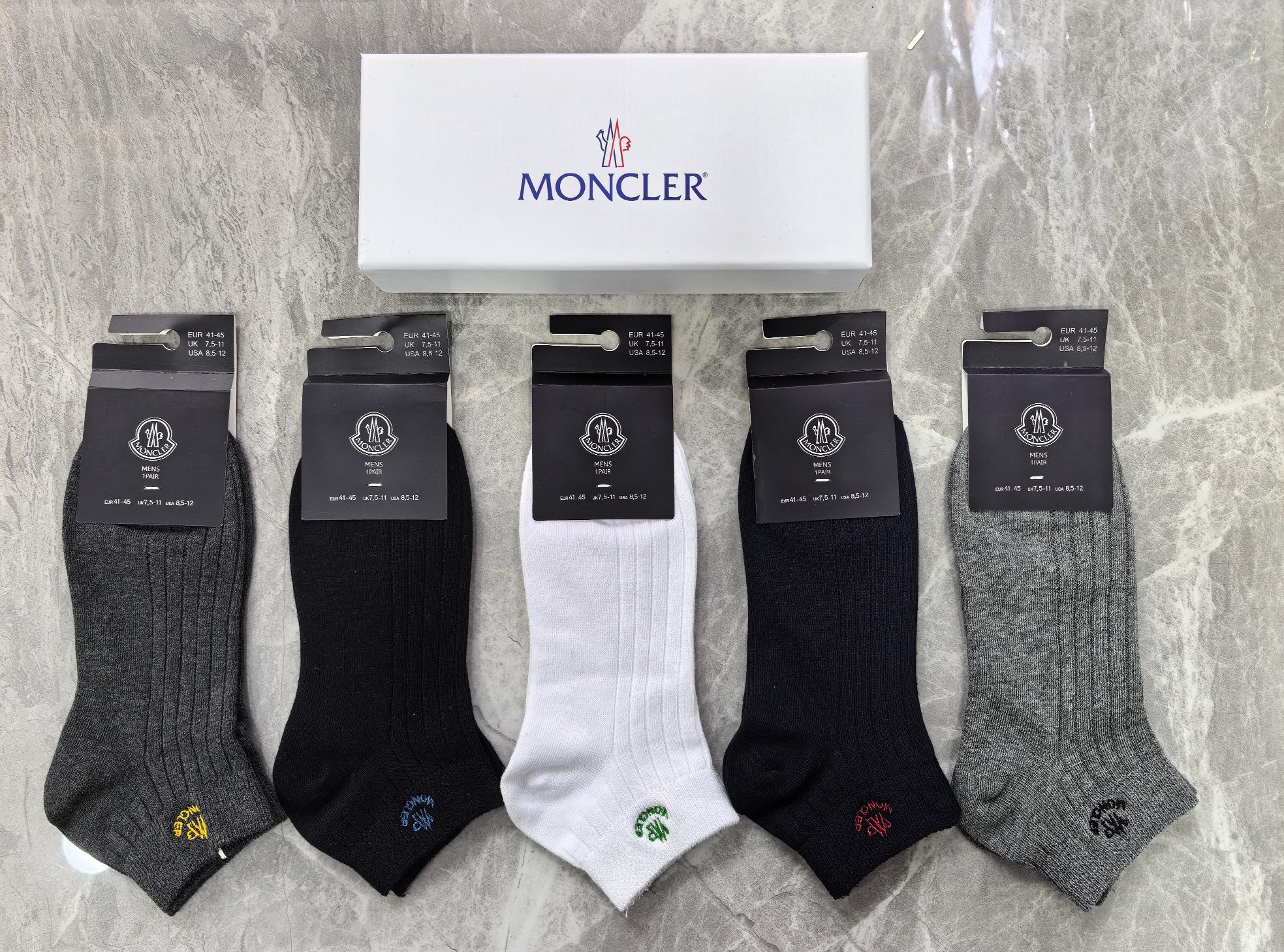 外单系列：纯棉、MONCLER（蒙口）一盒5双入、现货