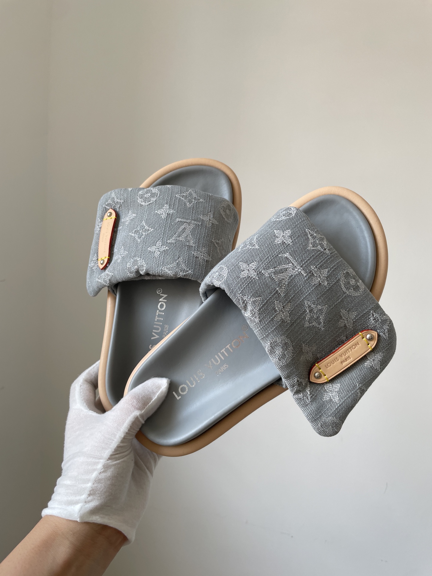 Louis Vuitton Grey Denim Monogrammed LV Magic Strap Women's Sandals 7 i1746003190182 8541 0 4
