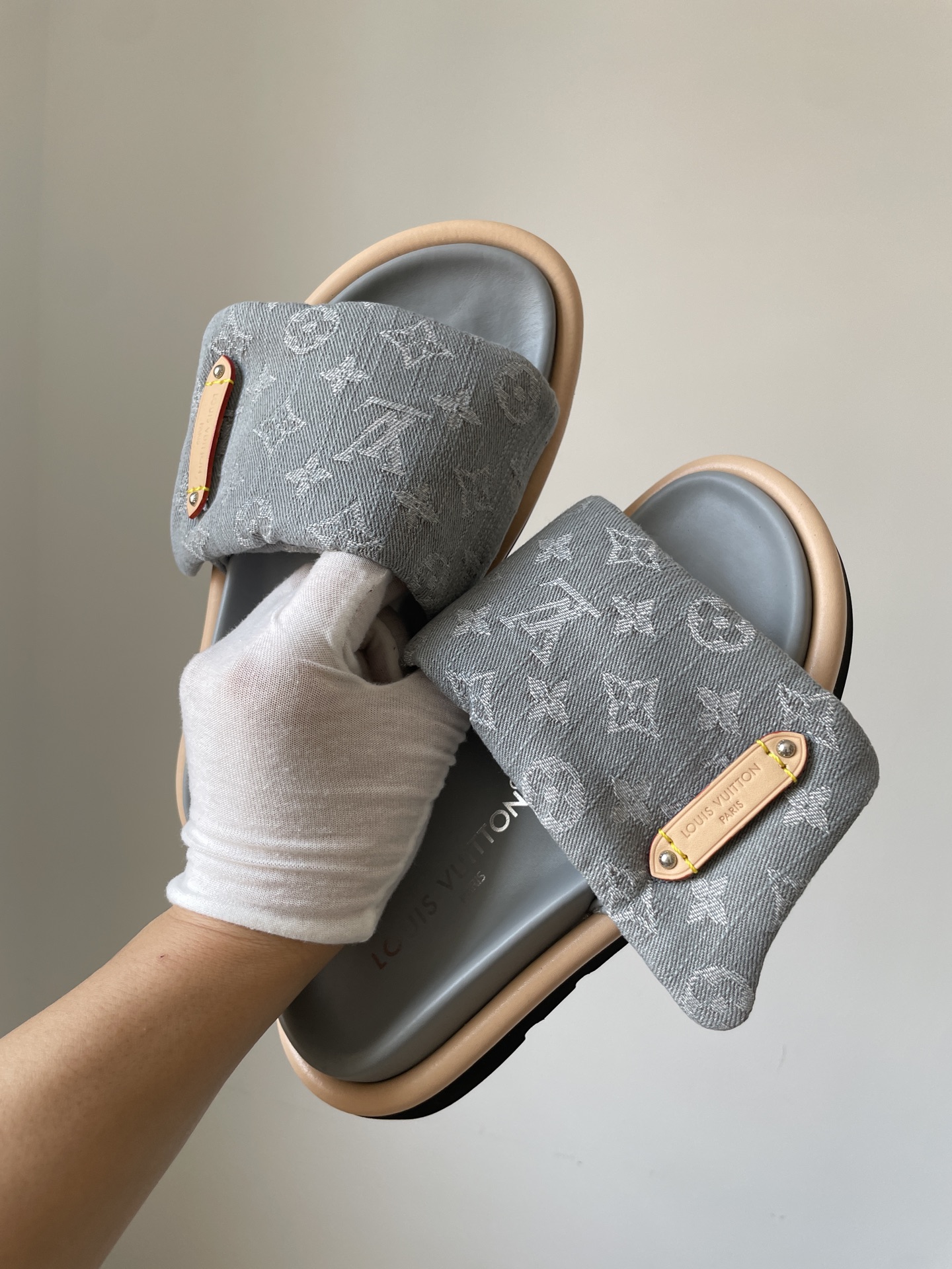 Louis Vuitton Grey Denim Monogrammed LV Magic Strap Women's Sandals 6 i1746003190439 4930 0 3