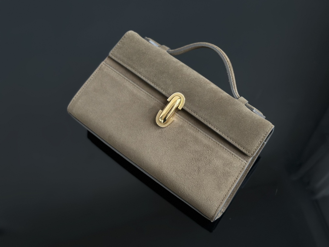 The Row Real shot Savette elephant gray gold buckle limited edition box bag