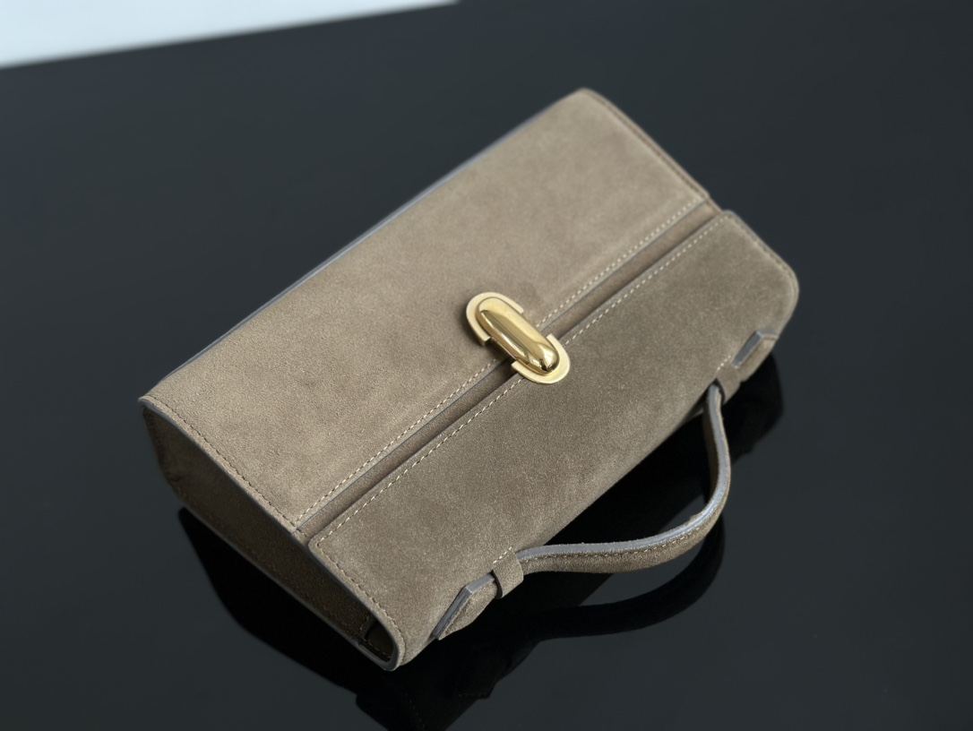 The Row Real shot Savette elephant gray gold buckle limited edition box bag