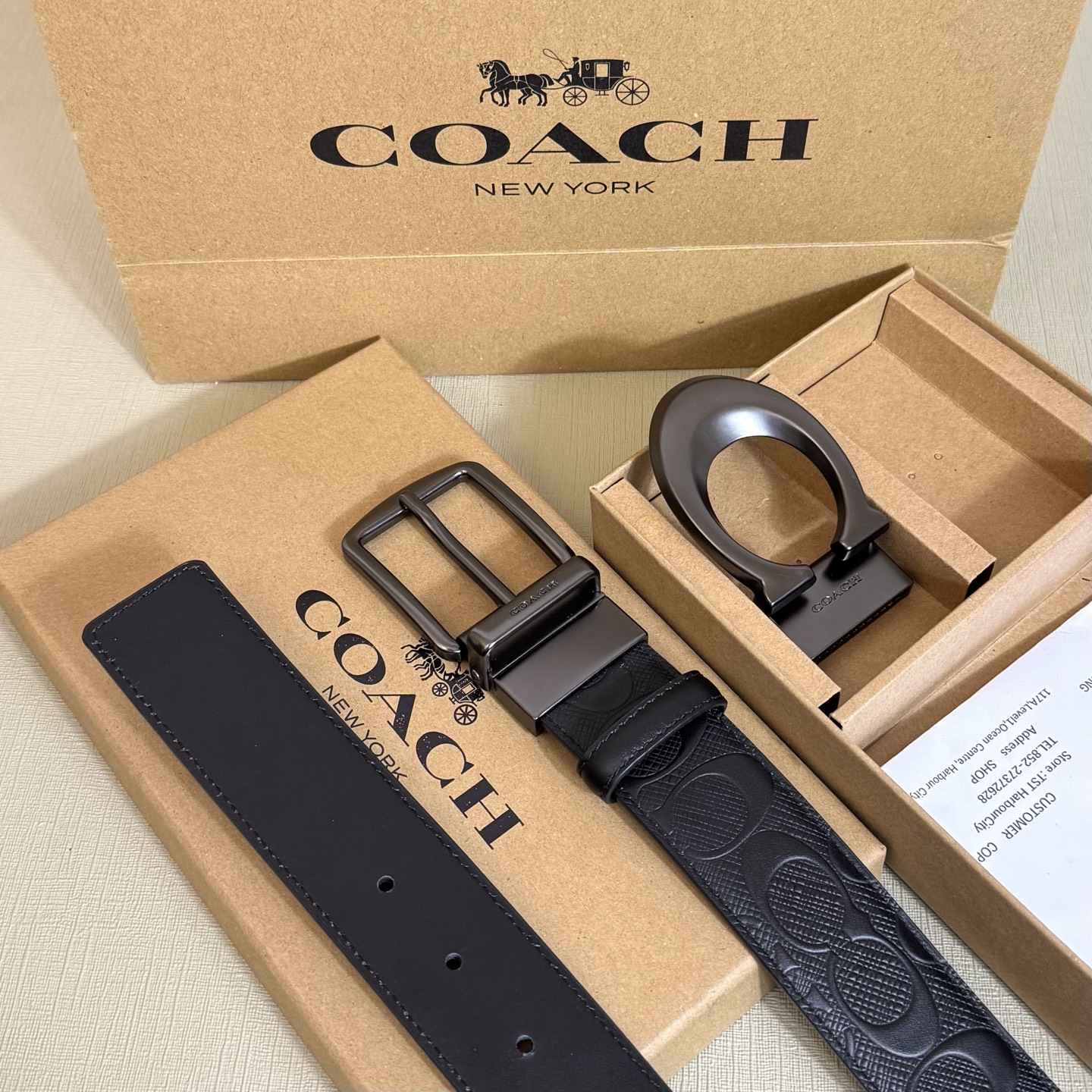 
      寬：38mm
       驰家双扣套  寬度3.8CM宽度   專櫃在售男士双扣腰帶 採