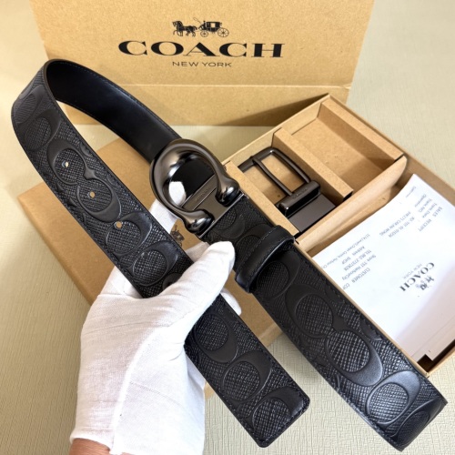 Coach Men's Reversible Belt, Double Buckle, Italian Leather, 38mm Width