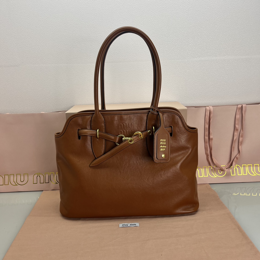 High Quality Customize
 MiuMiu Bags Handbags Brown Chocolate color Cowhide Vintage