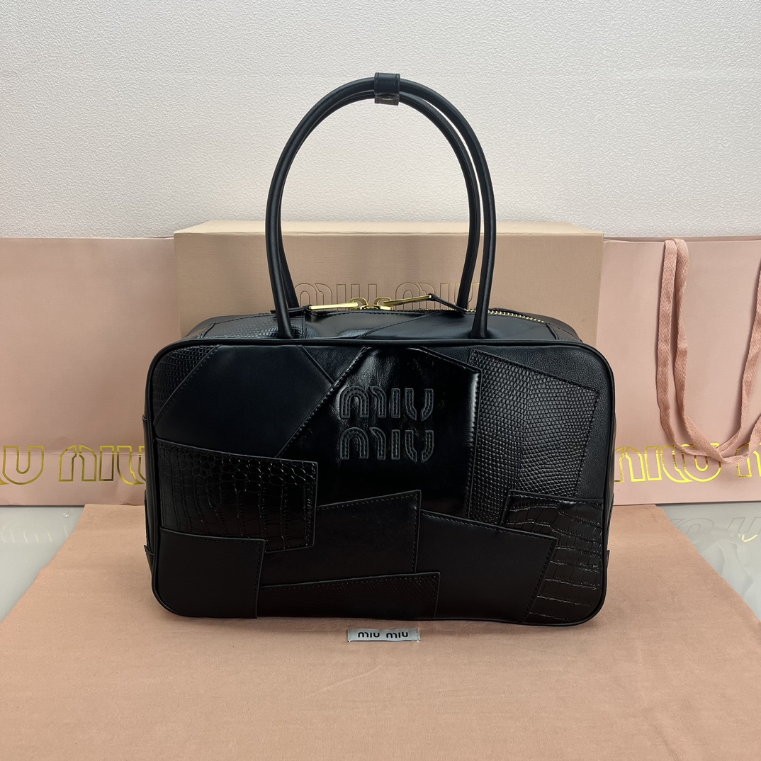 MiuMiu Fashion
 Bags Briefcase Best Capucines Replica
 Black Splicing Calfskin Cotton Cowhide Fashion Casual