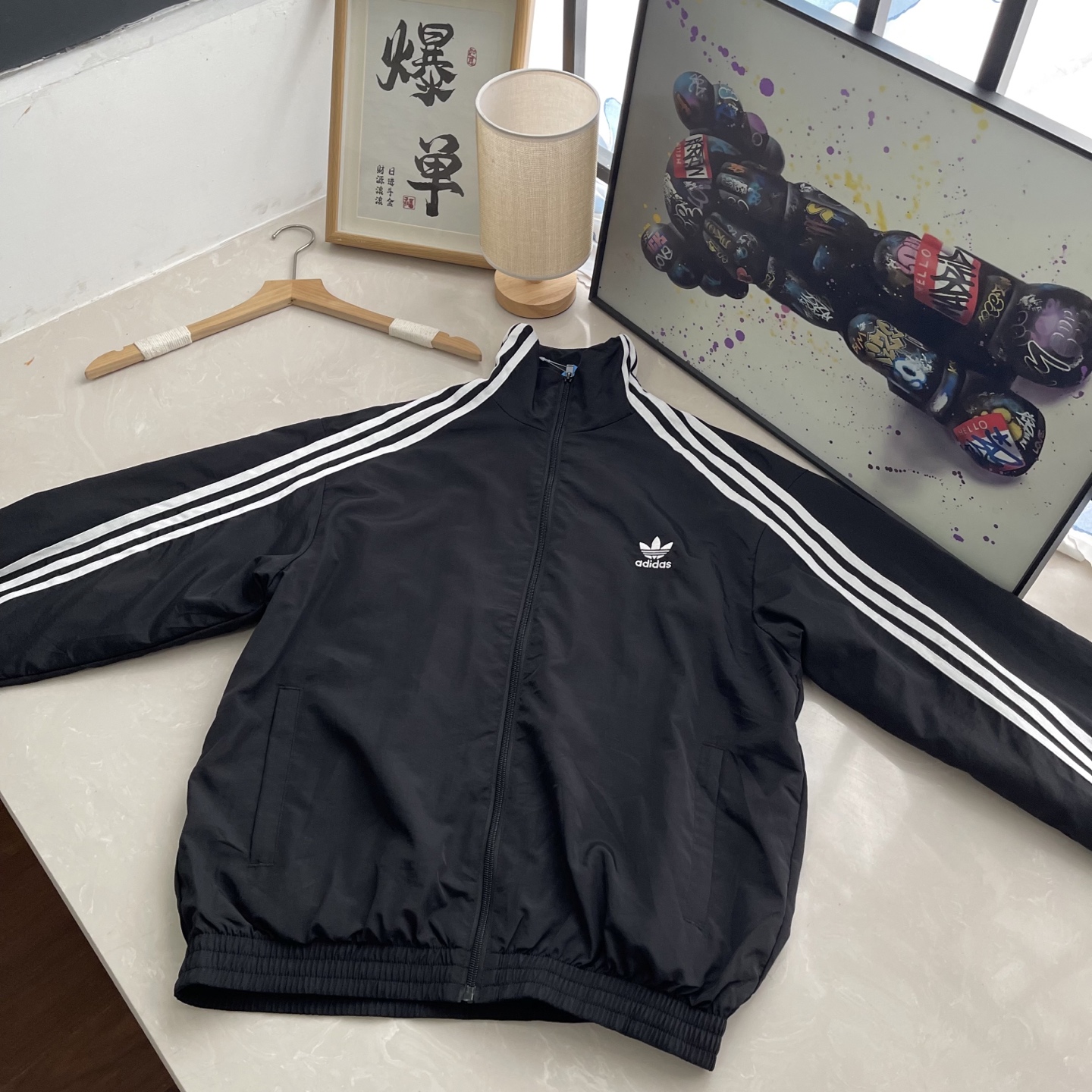 Adidas 2025 New Letter Logo Zipper Jacket Unisex Recycled Nylon