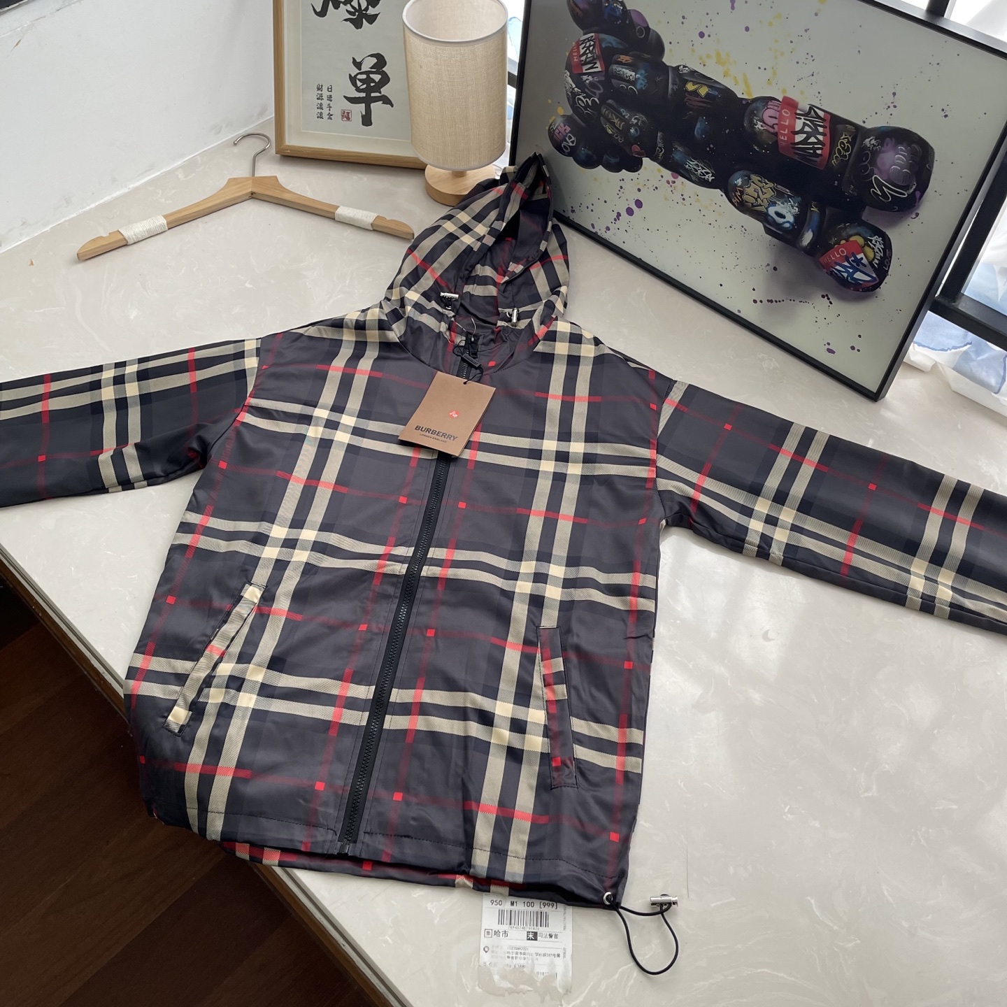 Burberry Classic Plaid Print Hooded Jacket Windbreaker Unisex