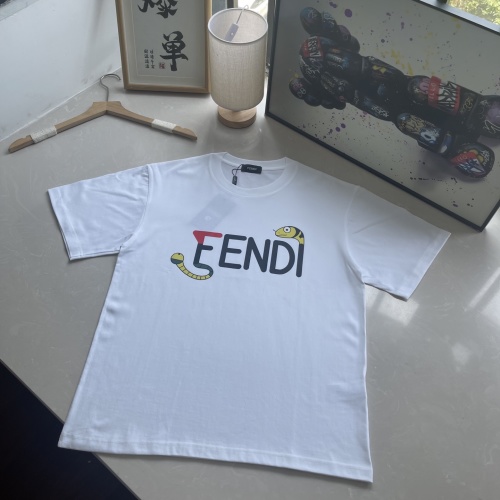Fendi Men's/Women's Short Sleeve T-Shirt With Classic Snake Logo Design 1 Fendi Men's/Women's Short Sleeve T-Shirt With Classic Snake Logo Design