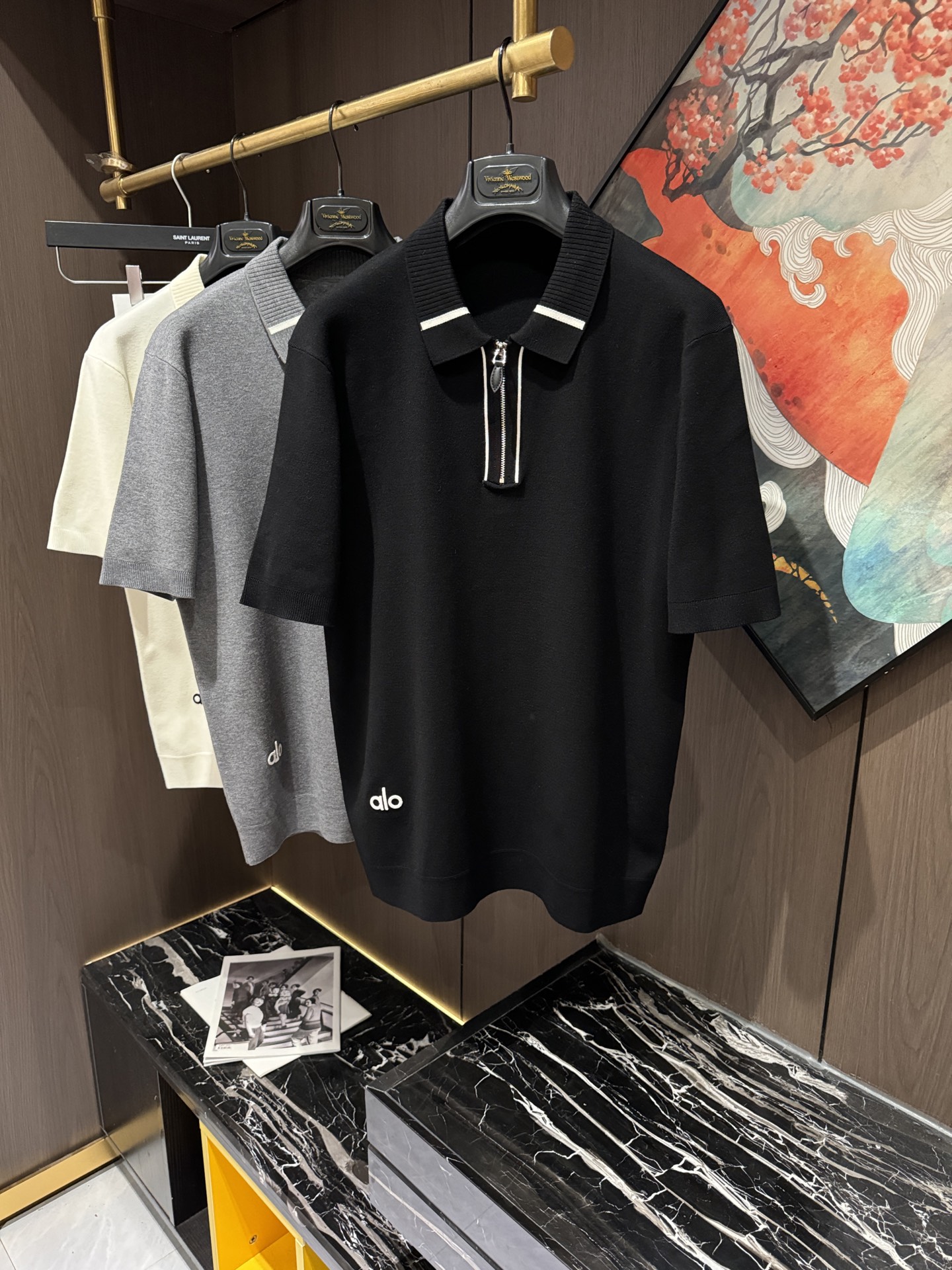 NO:509039,ALO25S early autumn new casual knitted lapel short sleeves, size M-3XL, T-shirt, alexander wang19860909ALO25S早秋新款休闲针织翻领短袖,码数M—3XL,,T-shirt,alexander wang,Men's clothing