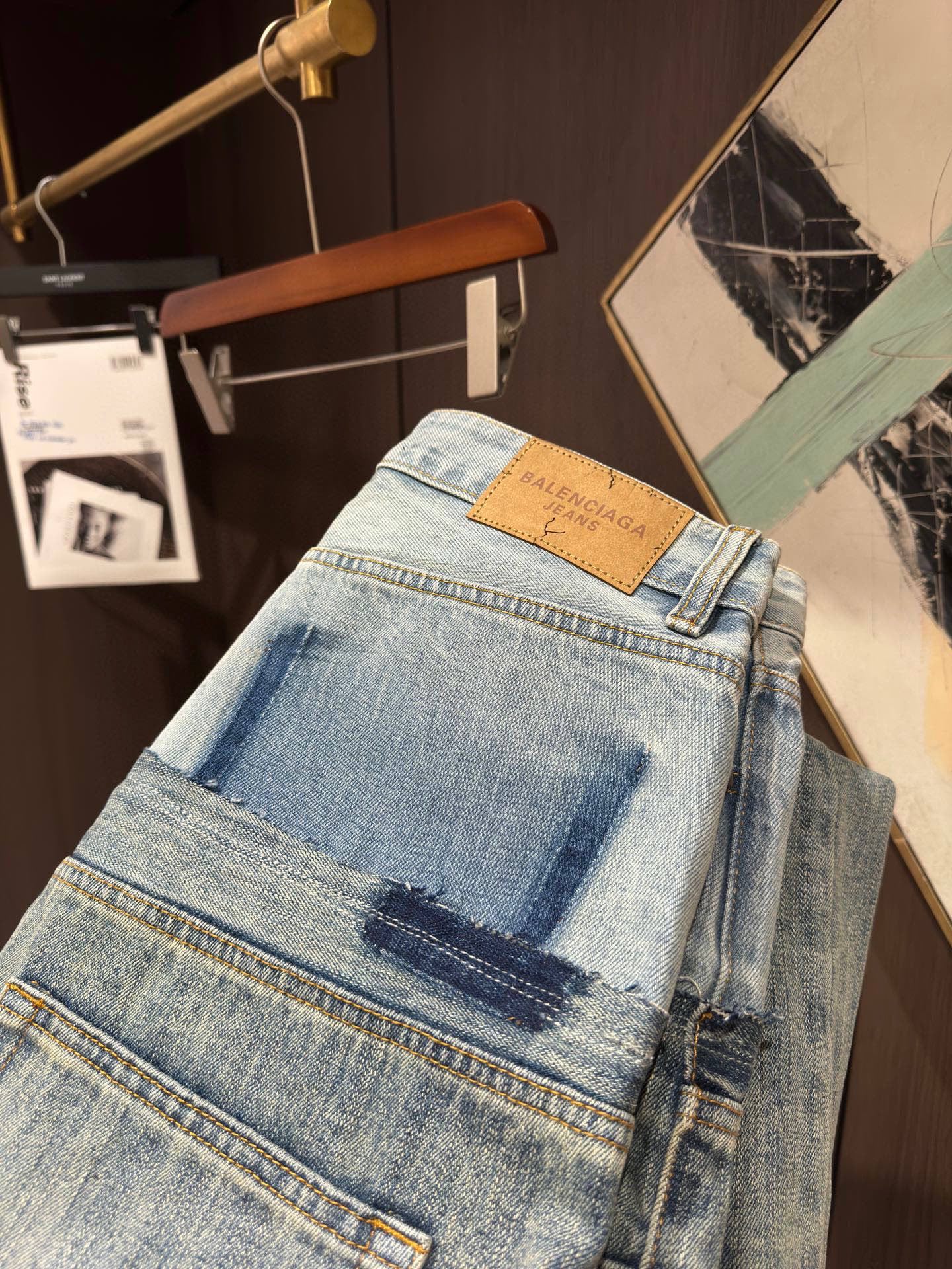 NO:646329,BAL25S new men's patchwork fake two-piece casual jeans, size XS-L,,jeans,alexander wang19860909BAL25S新款男士拼接假两件休闲牛仔裤,码数XS-L,,jeans,alexander wang,Men's clothing