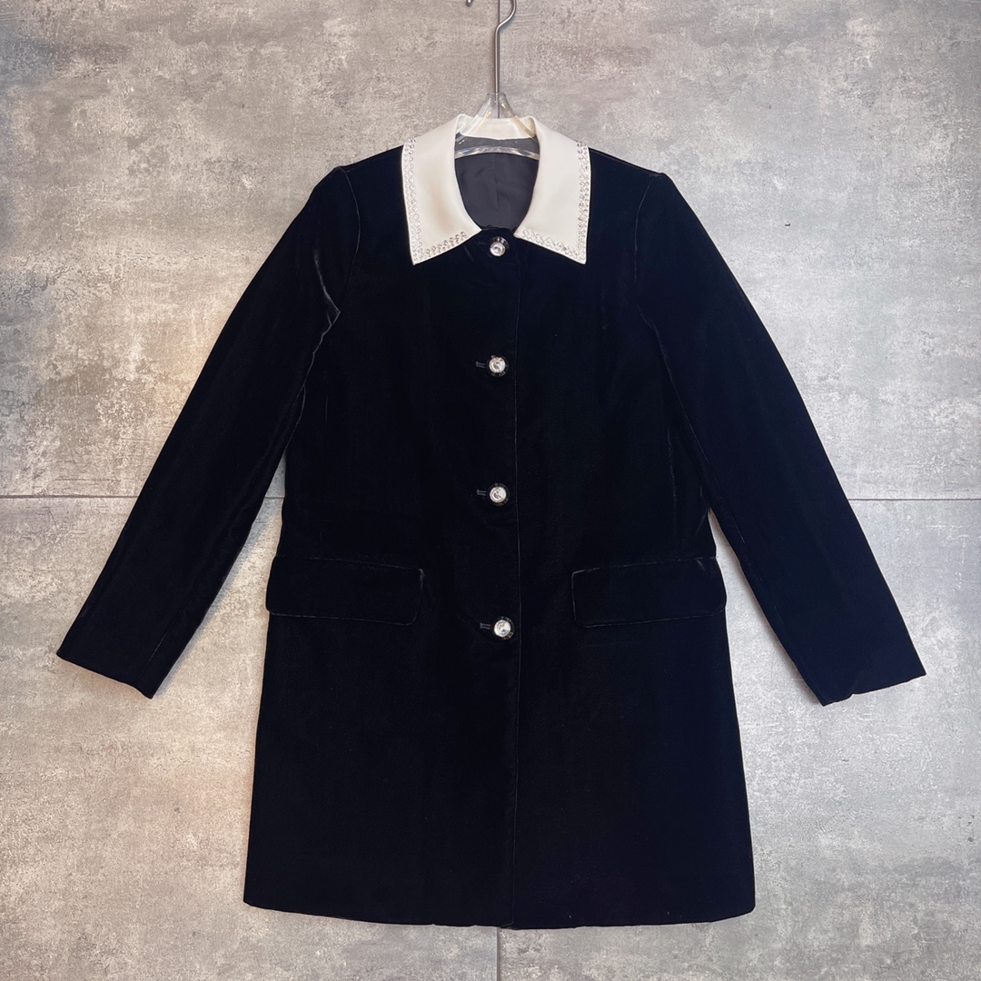 2024 Autumn High-End Women’s Suit: Velvet, Stylish, Aristocratic, Black, Silk-Poly Blend - 图片 3