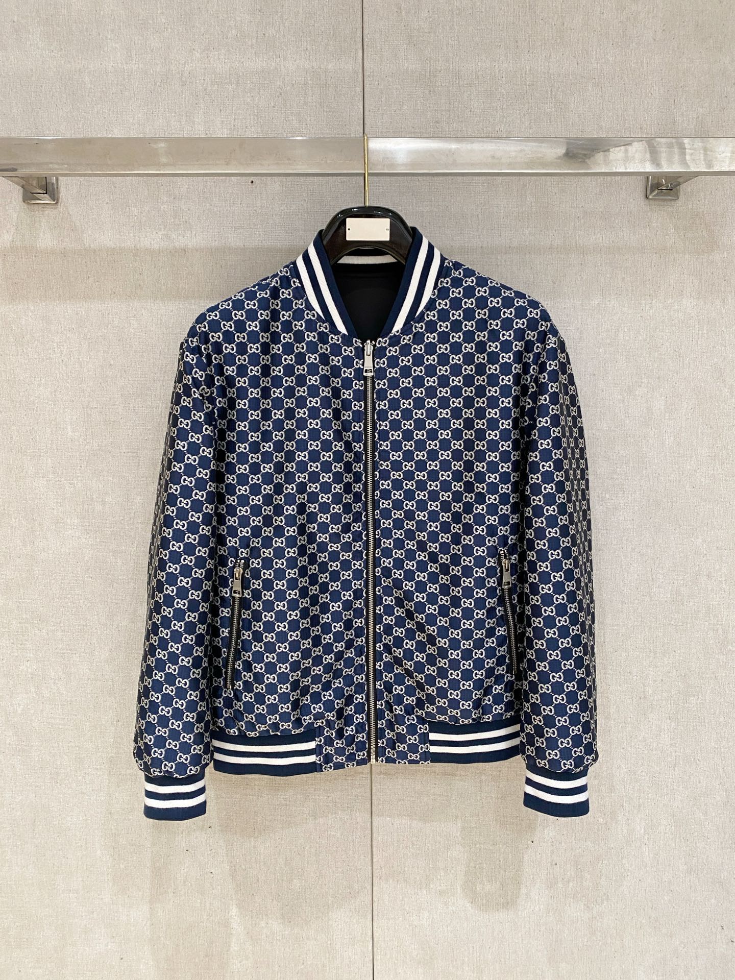 Gucci Blue Check Bomber Jacket