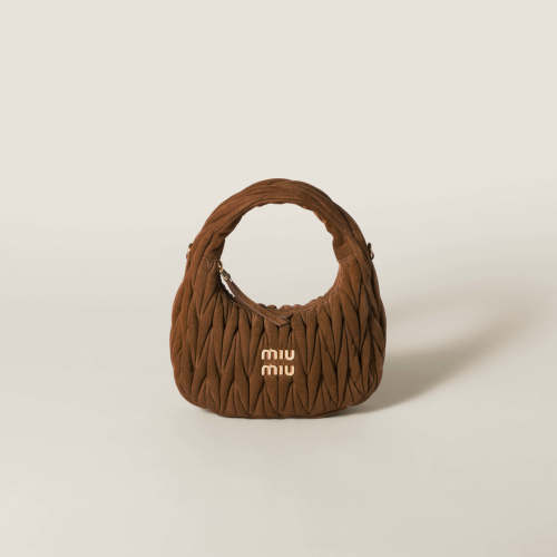 Miu Miu MiuWander Suede Mini Hobo Bag, Coco Brown, 23x13x7cm 1 Miu Miu MiuWander Suede Mini Hobo Bag, Coco Brown, 23x13x7cm