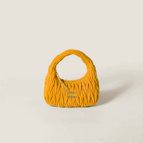 Miu Miu MiuWander Suede Leather Handbag in Whisky Color, 23X13X7 cm 1 Miu Miu MiuWander Suede Leather Handbag in Whisky Color, 23X13X7 cm