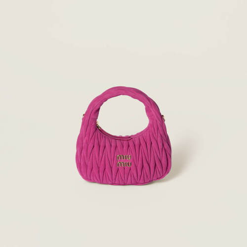 Miu Miu MiuWander Fuchsia Suede Leather Hobo Bag - Chic & Compact