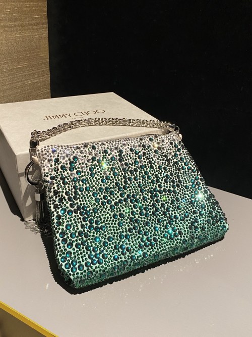 Jimmy Choo Bon Bon Crystal Embellished Top Handle Bag, Green, Evening Clutch 1 Jimmy Choo Bon Bon Crystal Embellished Top Handle Bag, Green, Evening Clutch