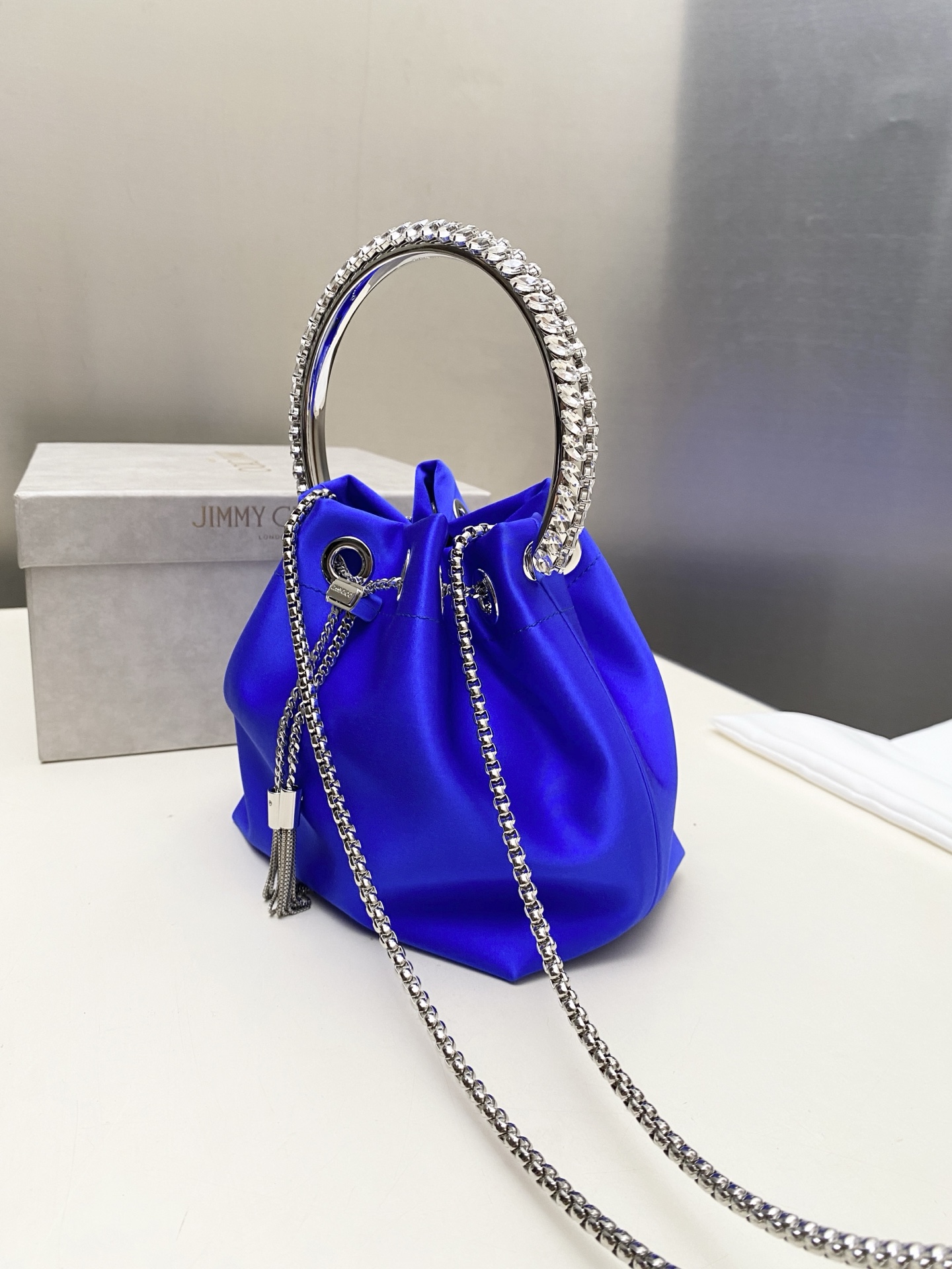 Jimmy Choo Bon Bon Satin Top Handle Bag with Crystal Bracelet Handle 3 i1753848325892 9299 0 1