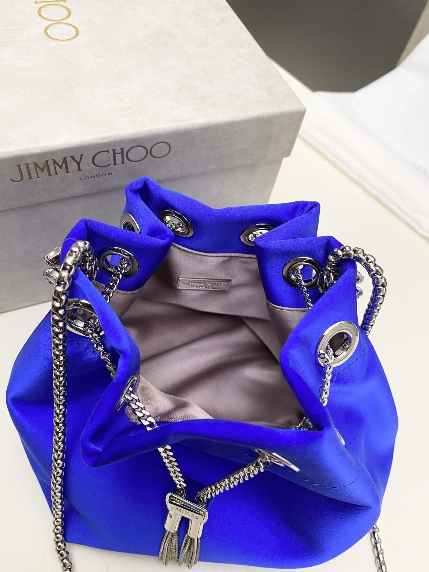 Jimmy Choo Bon Bon Satin Top Handle Bag with Crystal Bracelet Handle 9 i1753848327368 7783 0 7