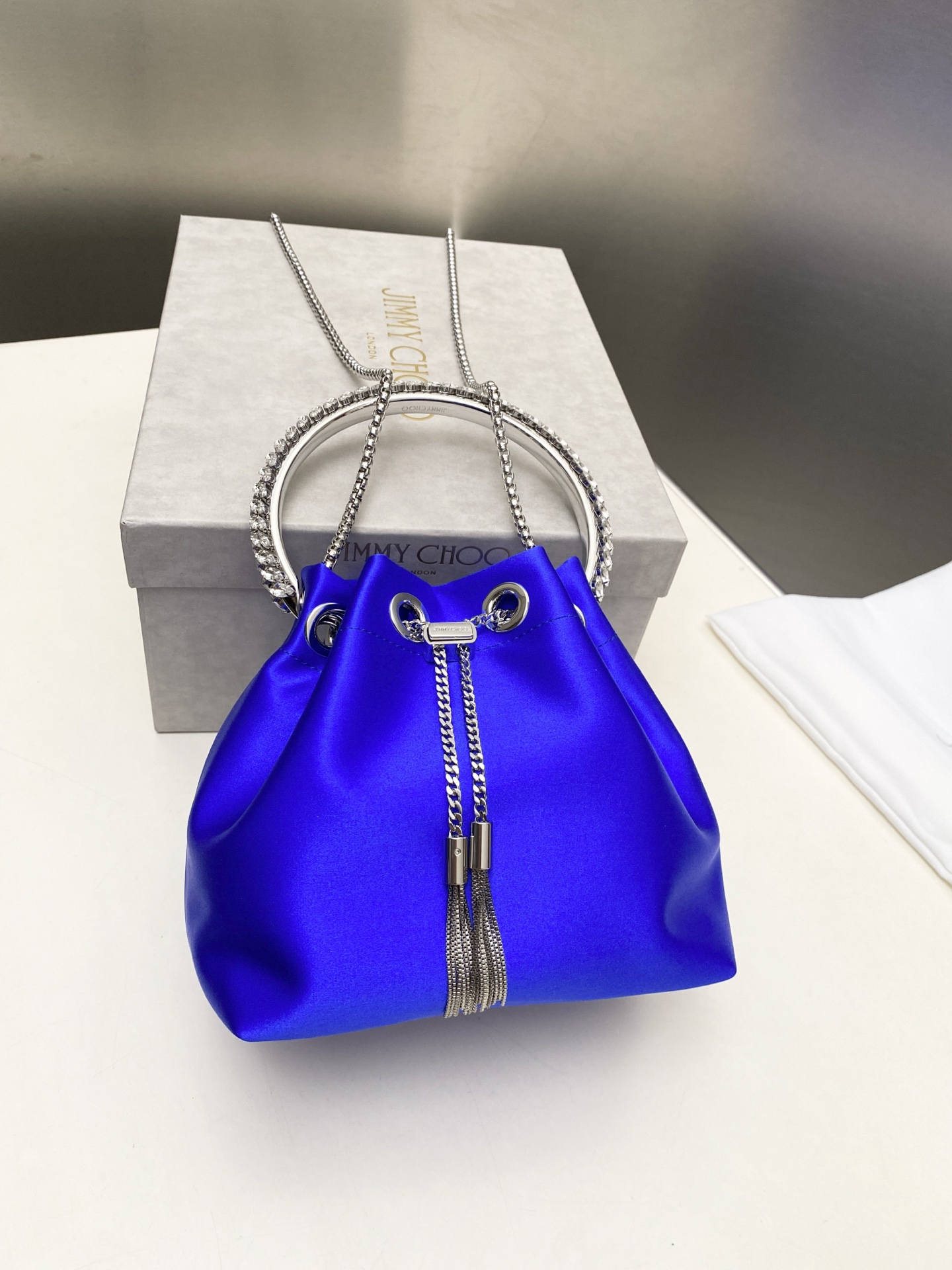 Jimmy Choo Bon Bon Satin Top Handle Bag with Crystal Bracelet Handle 4 i1753848327414 9982 0 2