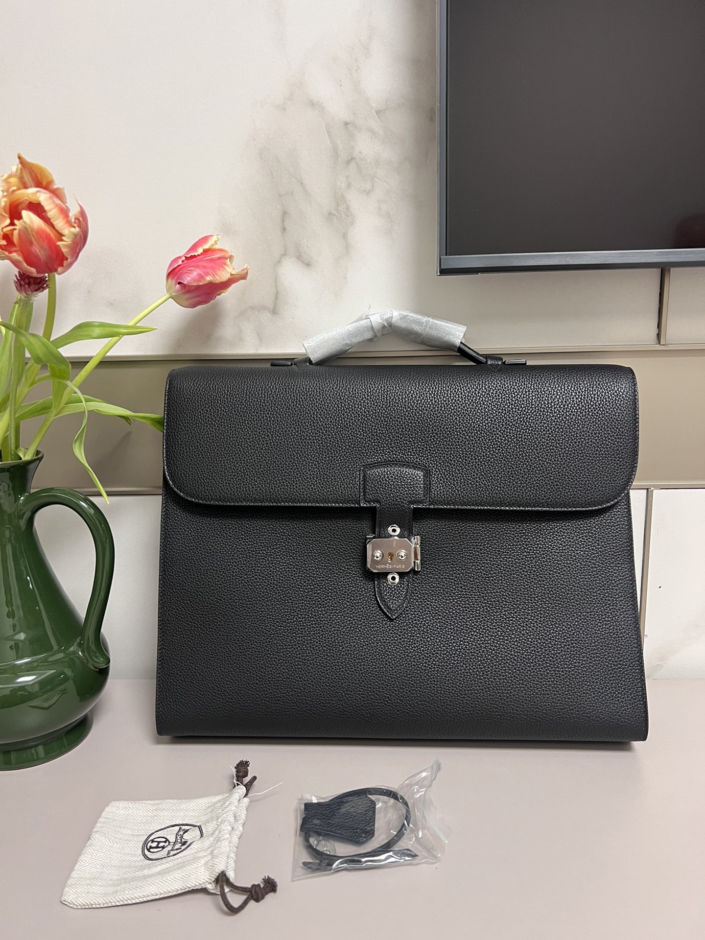 Hermes Classic Flap Handbag for Men - Premium Leather, Superior Texture