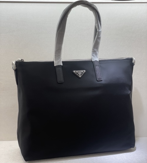 Prada Black Nylon Tote Bag, Large Capacity Travel & Gym Handbag