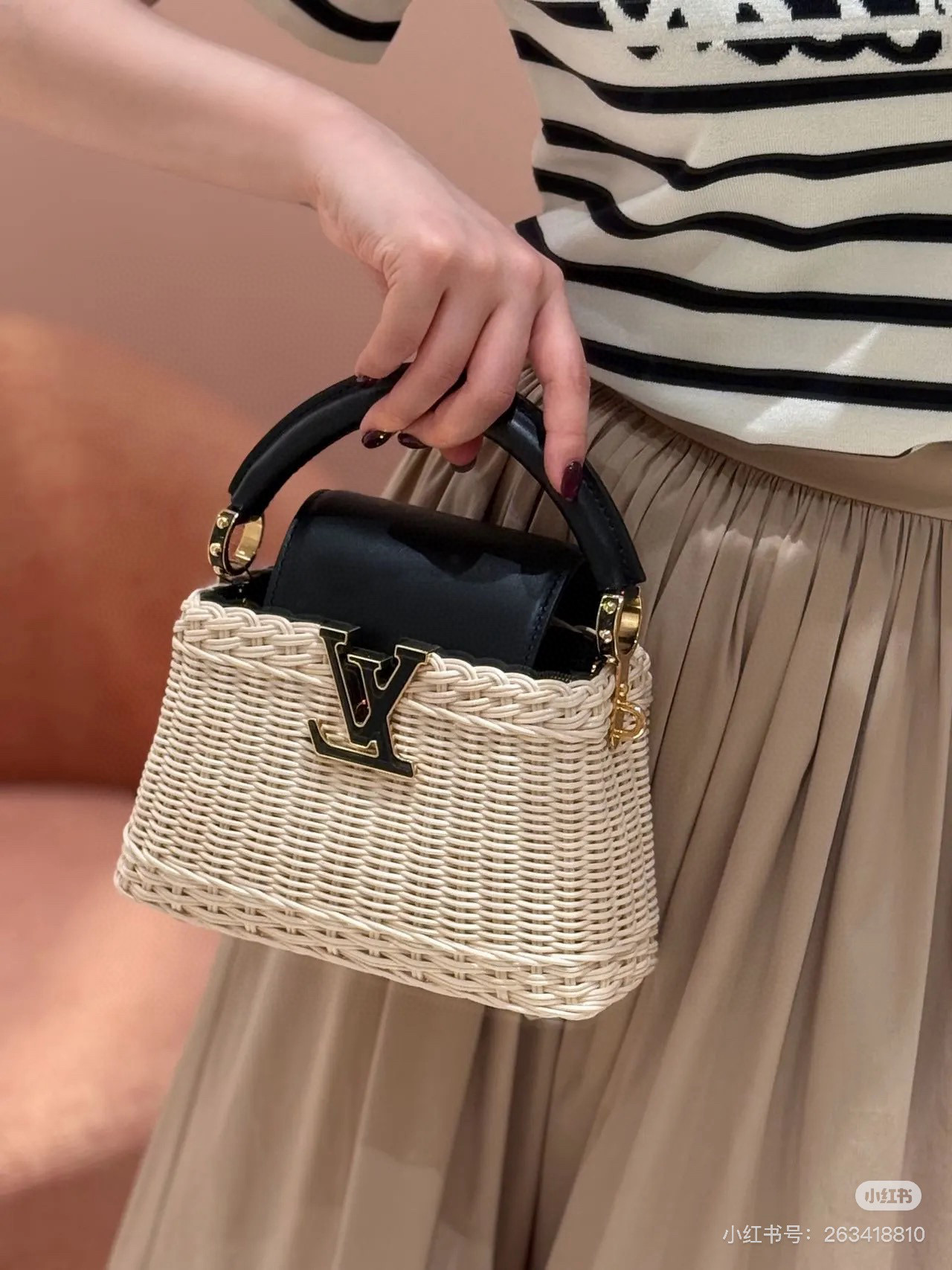Louis Vuitton Capucines BB Woven Leather Handle Bag, 21 x 8 x 14 cm 15 i1751097298590 3997 0 13