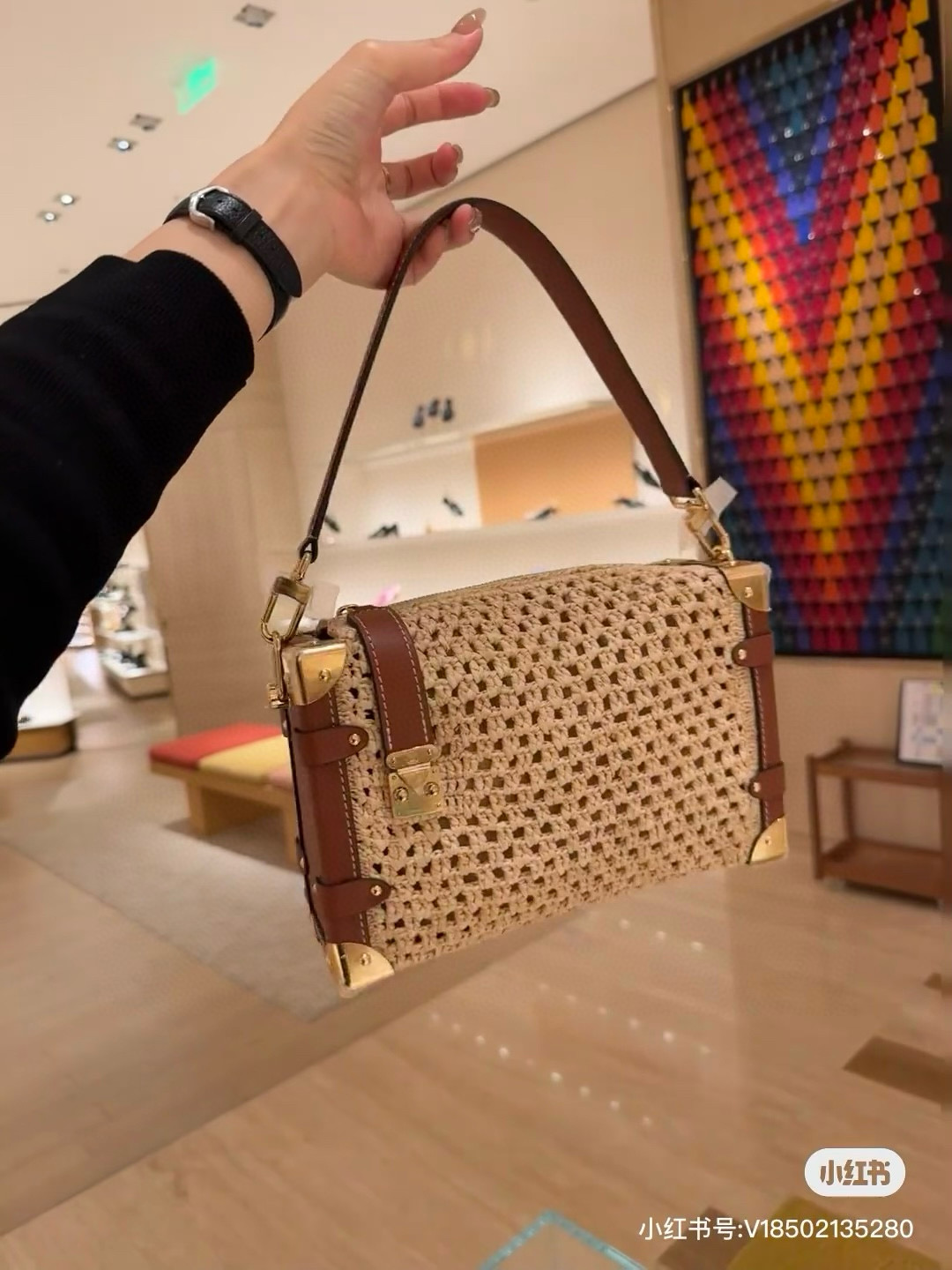 Louis Vuitton Raffia Woven Side Trunk Medium Satchel Bag, 23.5 x 16 x 8.5 cm 13 i1752634958263 6834 0 11