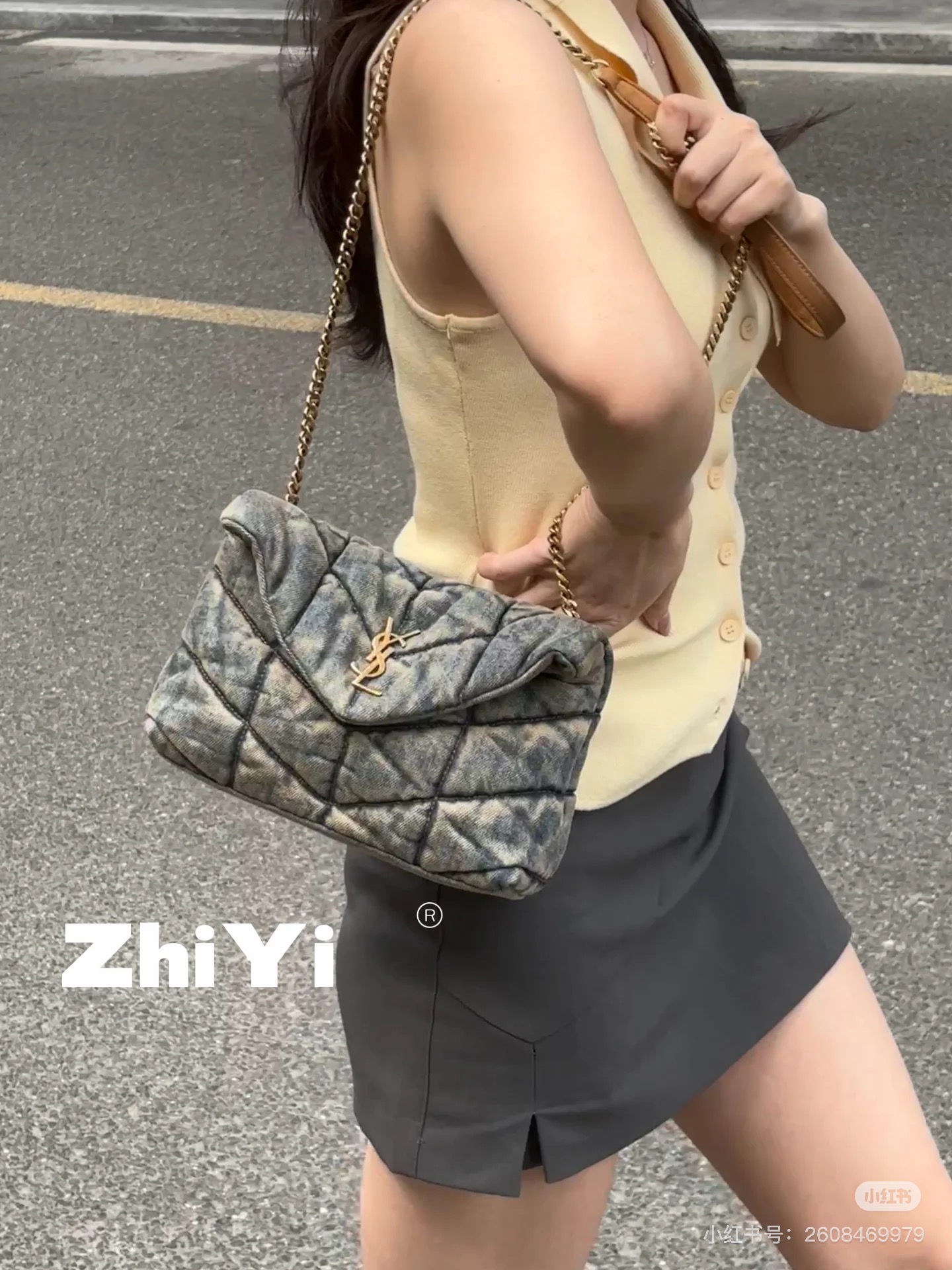 Yves Saint Laurent Loulou Denim Shoulder Bag, 23cm, Youthful & Stylish