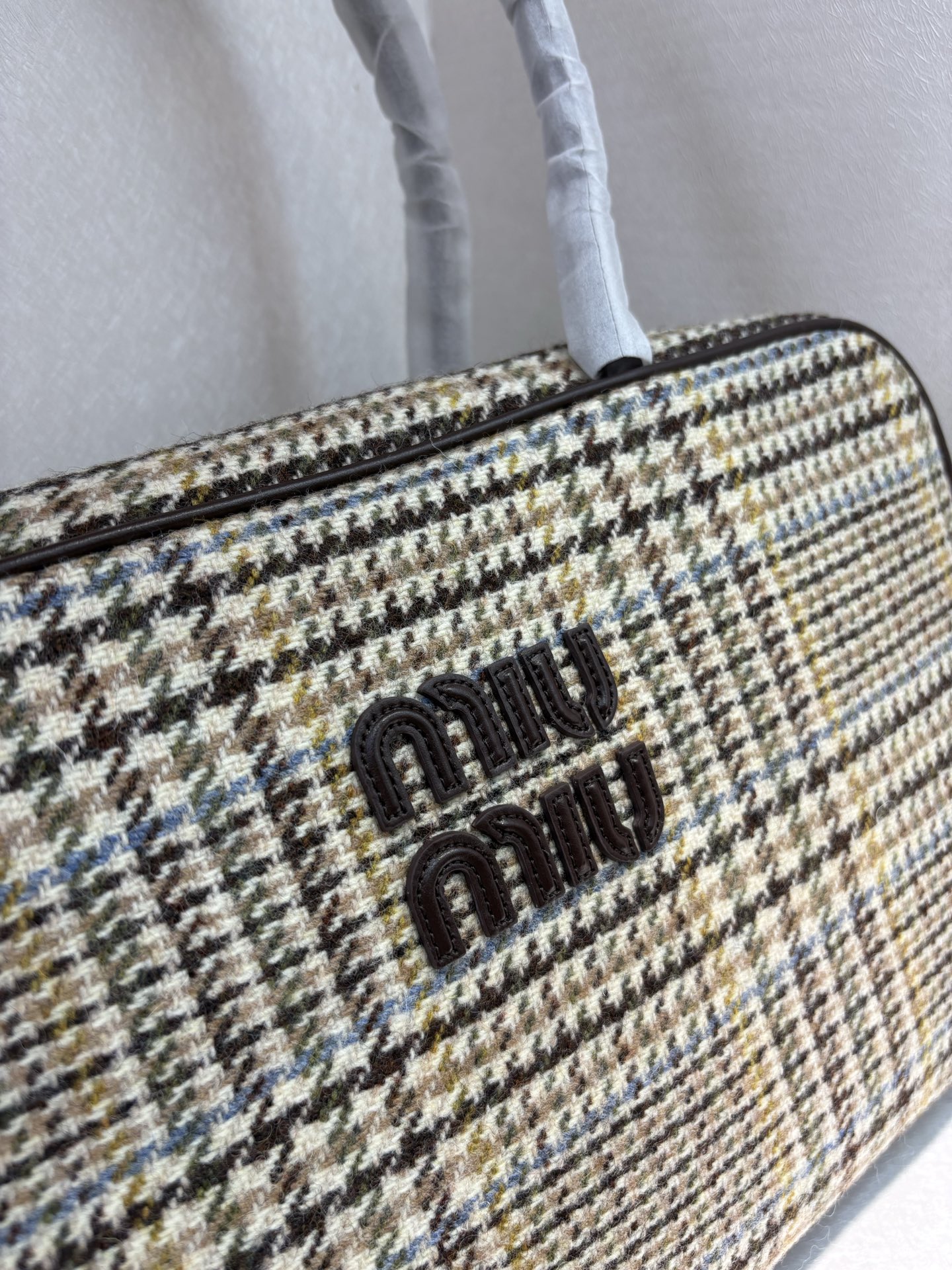 Miu Miu Houndstooth Patterned Satchel, 34cm x 23cm x 12cm, Style 5BB117 9 i1760068684697 2131 0 8