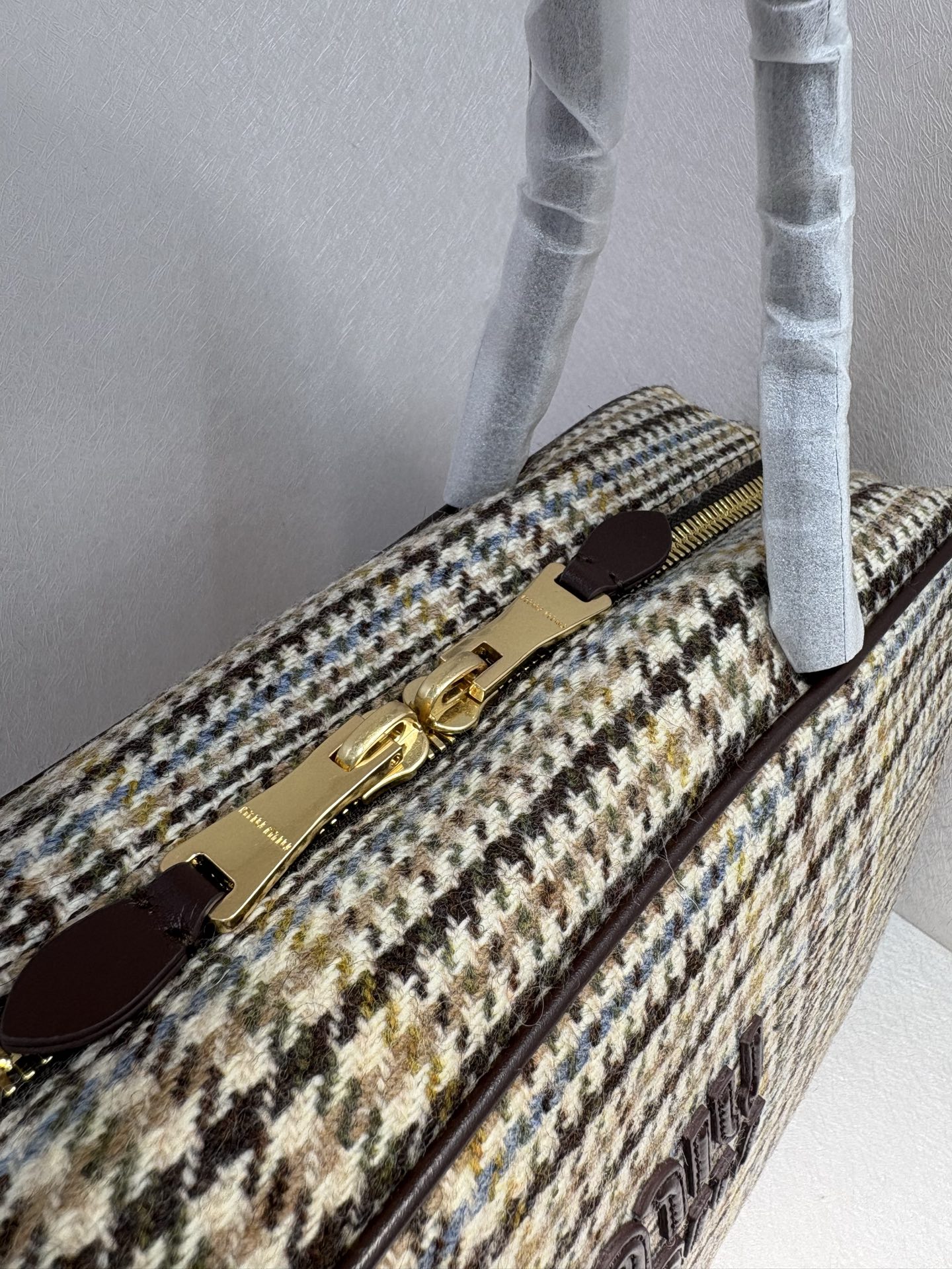 Miu Miu Houndstooth Patterned Satchel, 34cm x 23cm x 12cm, Style 5BB117 8 i1760068684708 9238 0 7