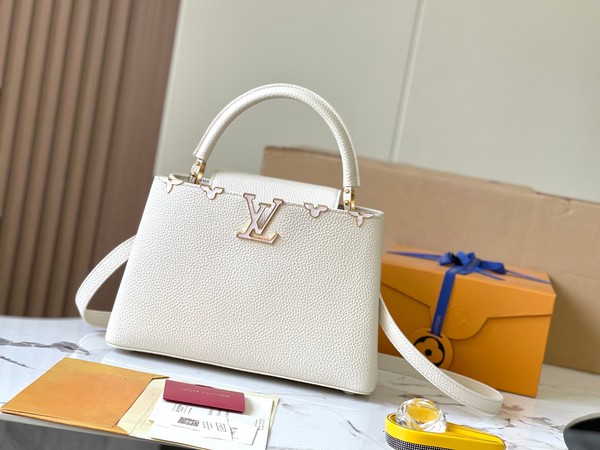 Louis Vuitton LV Capucines Buy Bags Handbags High Quality Online White Taurillon M23332