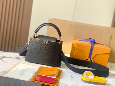 Louis Vuitton LV Capucines Bags Handbags Black Taurillon Mini M23330