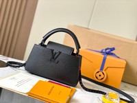 Louis Vuitton LV Capucines Bags Handbags Black Weave Cowhide Chains M23955